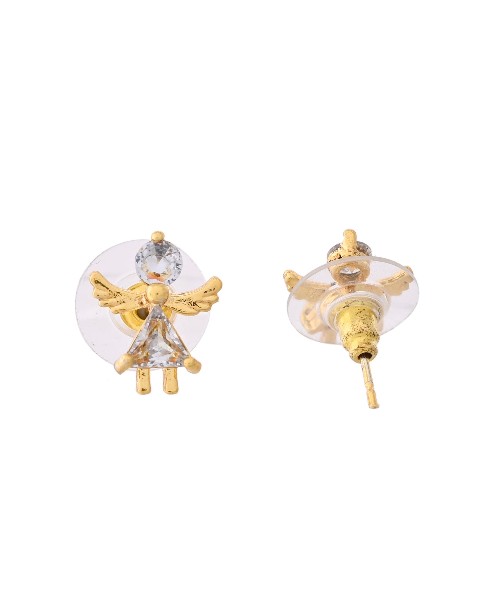 VOJ Gold-Polished Doll Shapped Stone Studded Mangalsutra With Earrings Set 