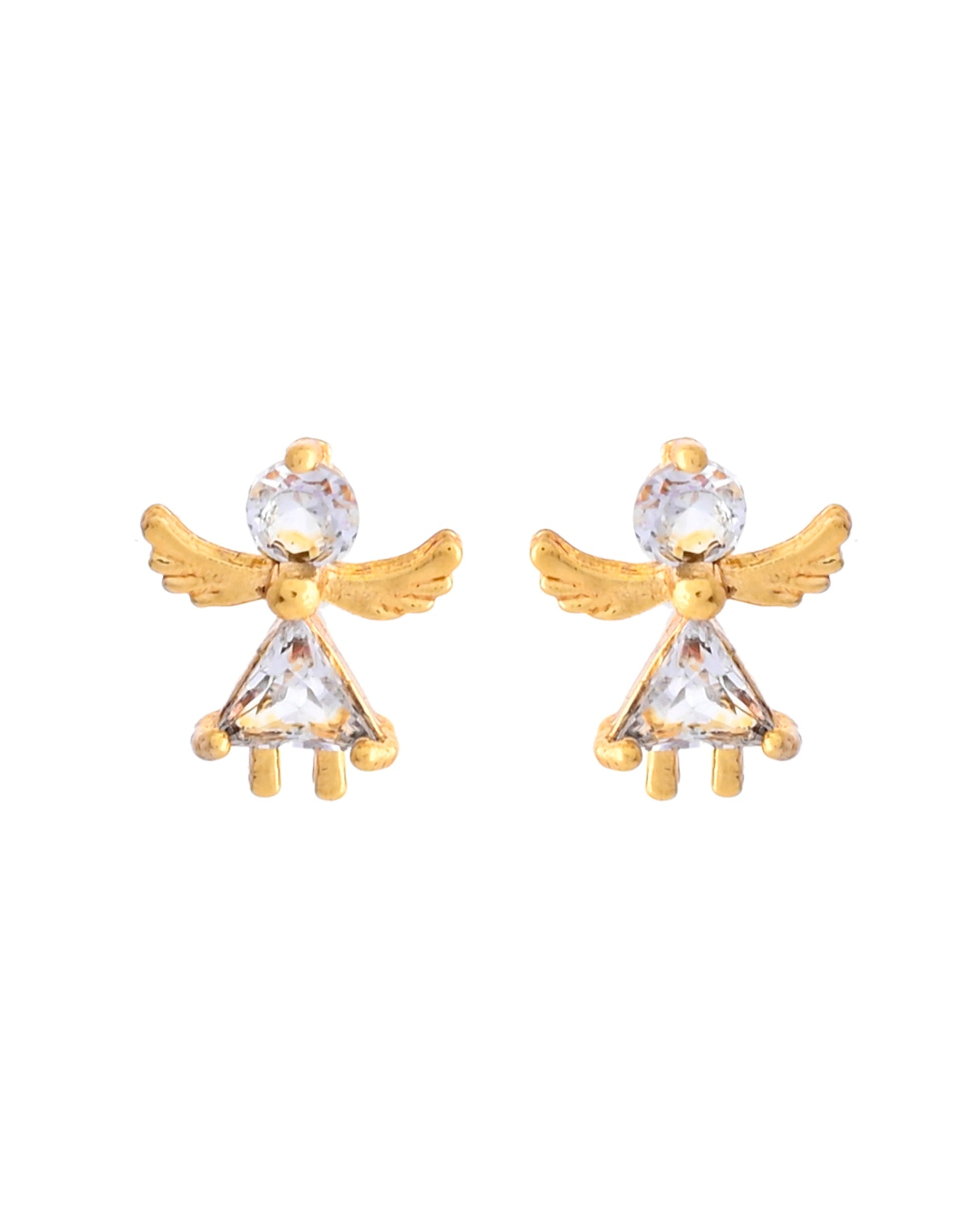 VOJ Gold-Polished Doll Shapped Stone Studded Mangalsutra With Earrings Set 