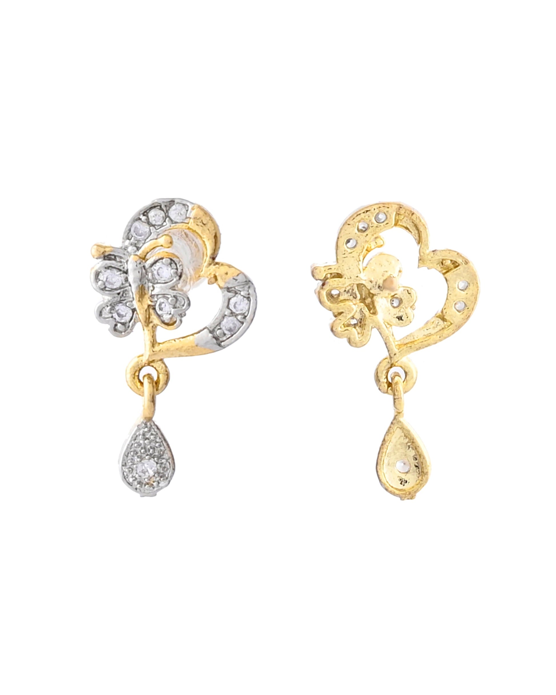 VOJ Dual Tone AD Stone Studded Butterfly Shaped Chain Set With Pandent 