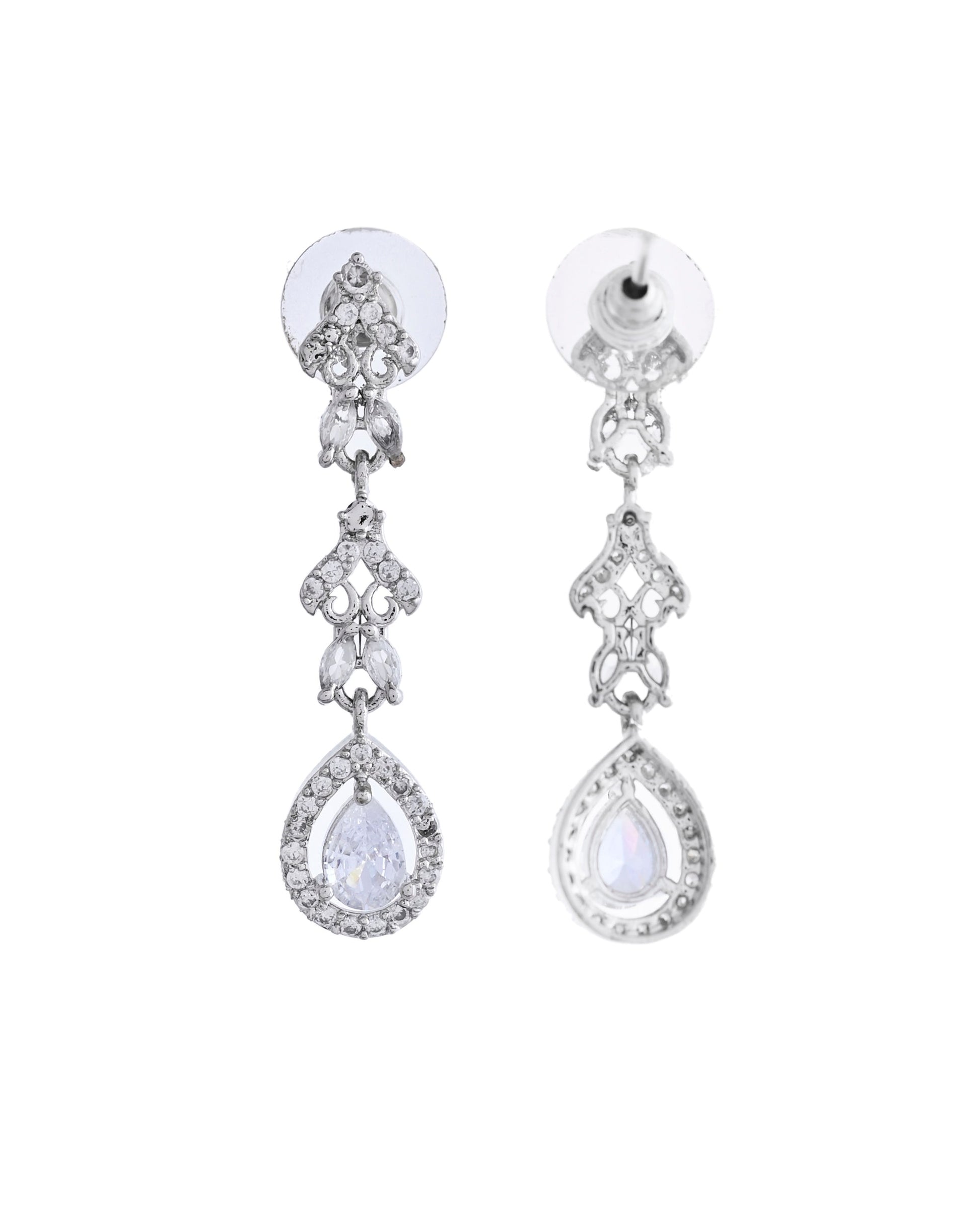 VOJ Silver Plated Elegent Designer AD Jewellery Set VOJ (Valley Of Jewellery)