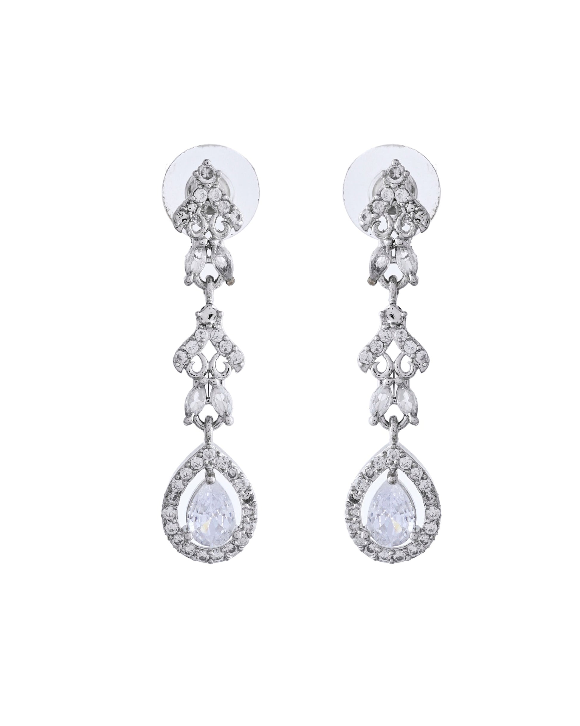 VOJ Silver Plated Elegent Designer AD Jewellery Set VOJ (Valley Of Jewellery)