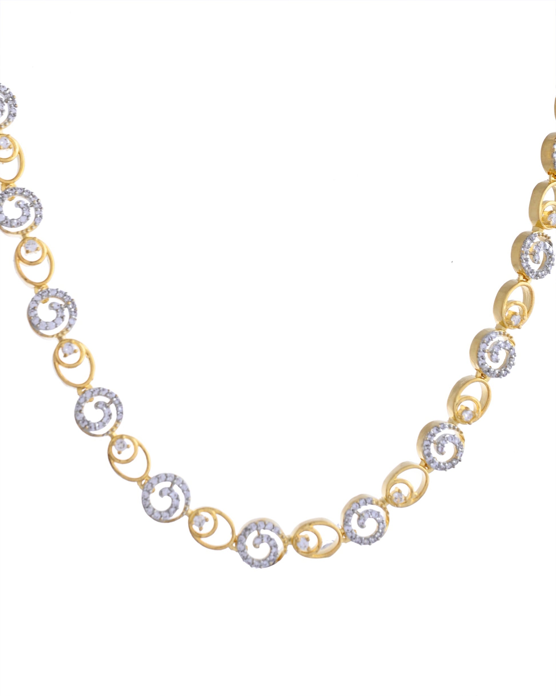 VOJ Gold-Polished Circular AD Jewellery Set VOJ (Valley Of Jewellery)