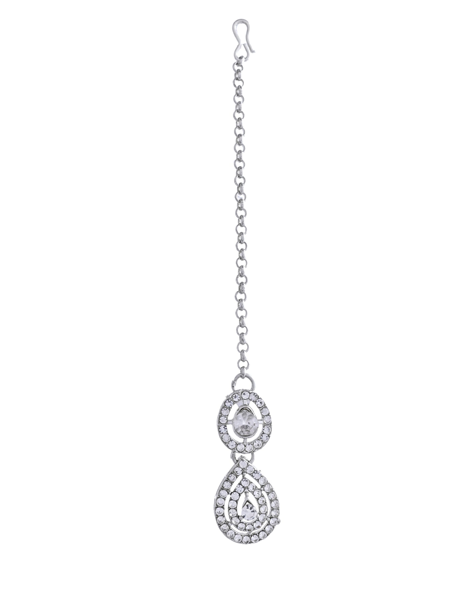 VOJ Sliver Plated American Diamond Studded Jewellery Set VOJ (Valley Of Jewellery)