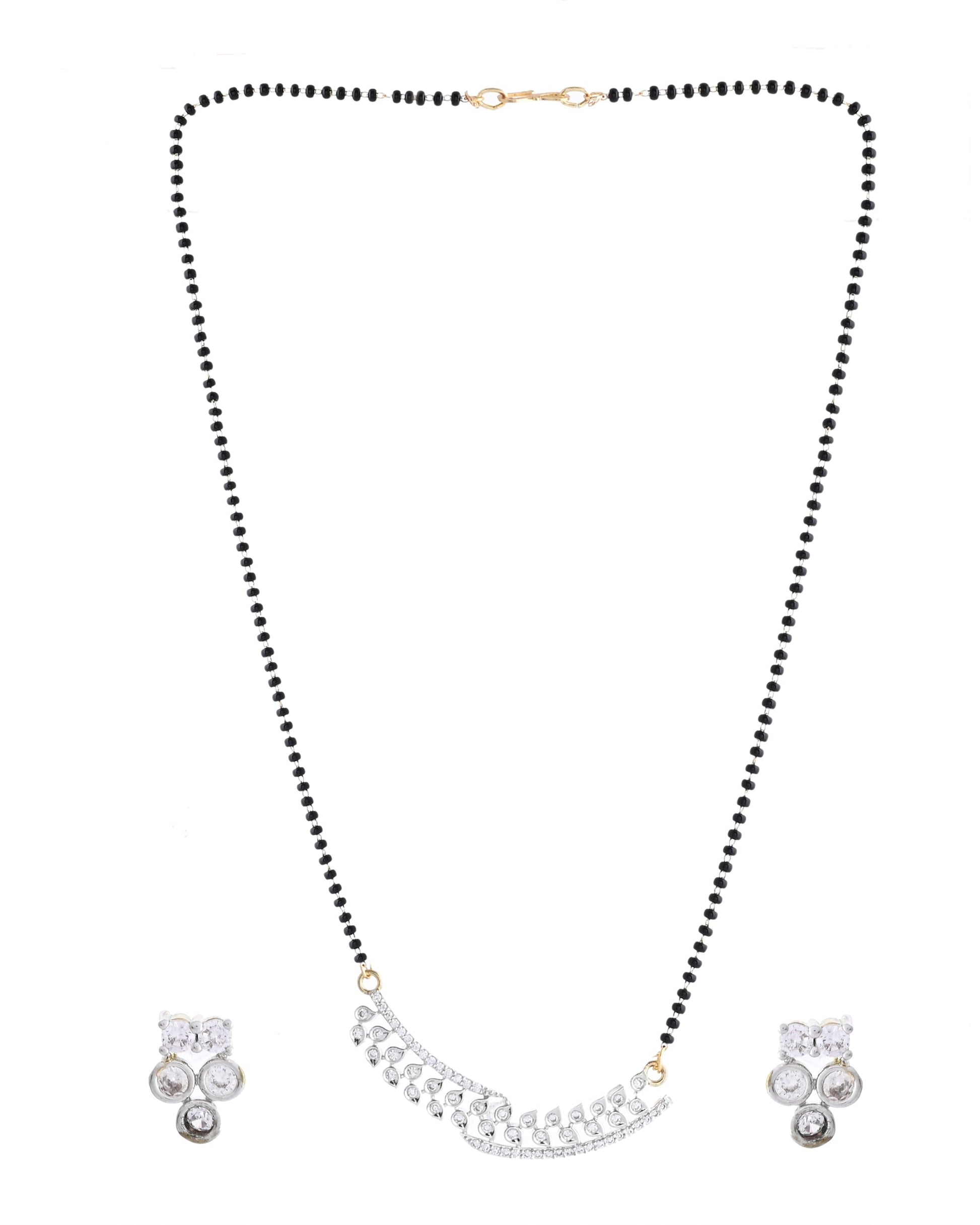 VOJ Silver Toned AD Stone Studded Designer MangalSutra Set 