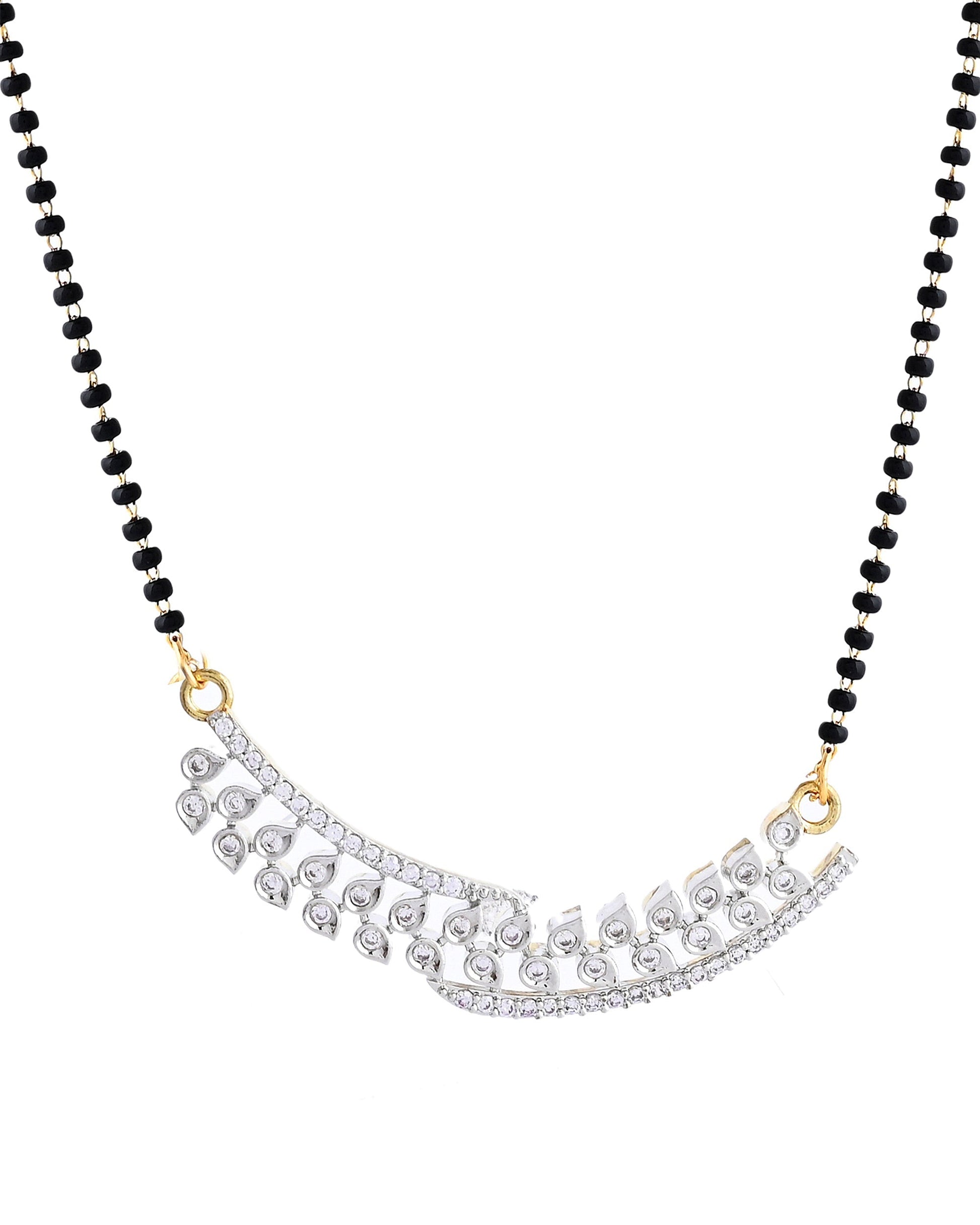 VOJ Silver Toned AD Stone Studded Designer MangalSutra Set 