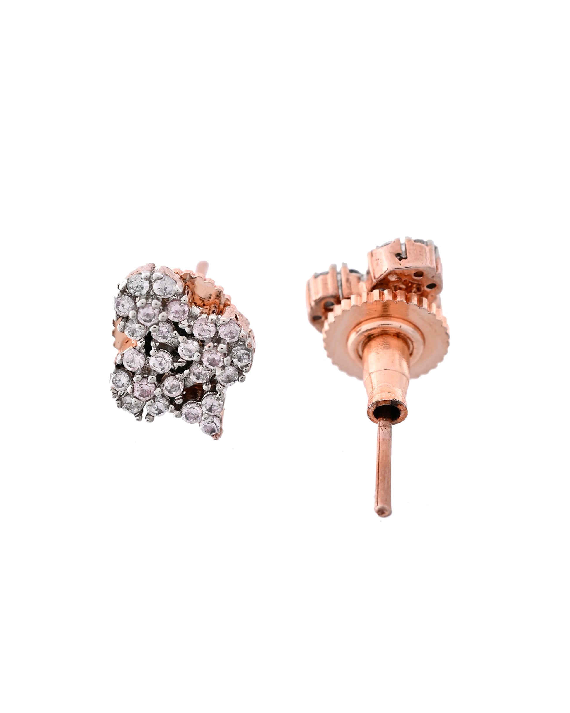 VOJ Rose Gold Toned AD Stone Studded Floral MangalSutra Set 
