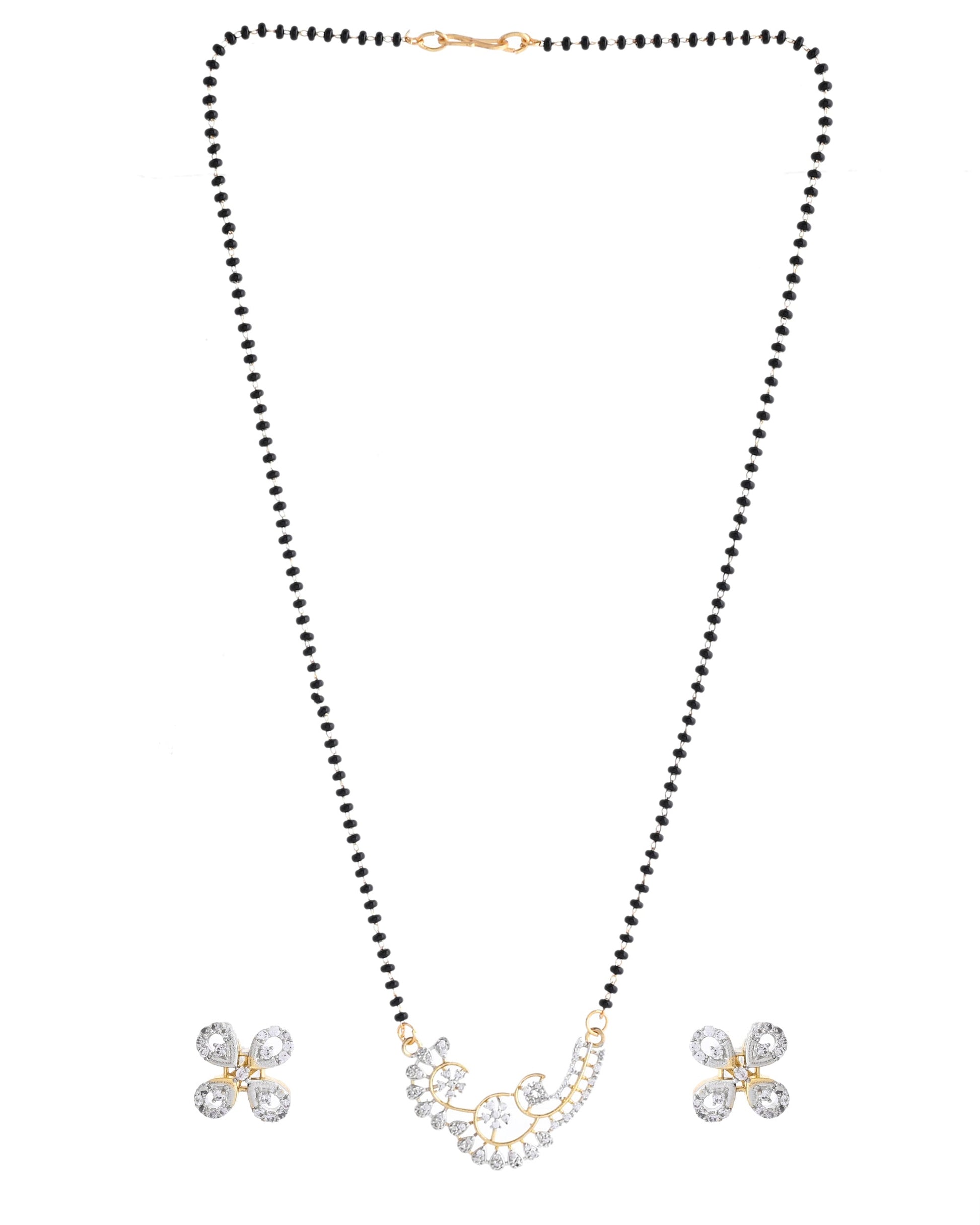 VOJ Gold-Polished Stylish AD Mangalsutra Set 