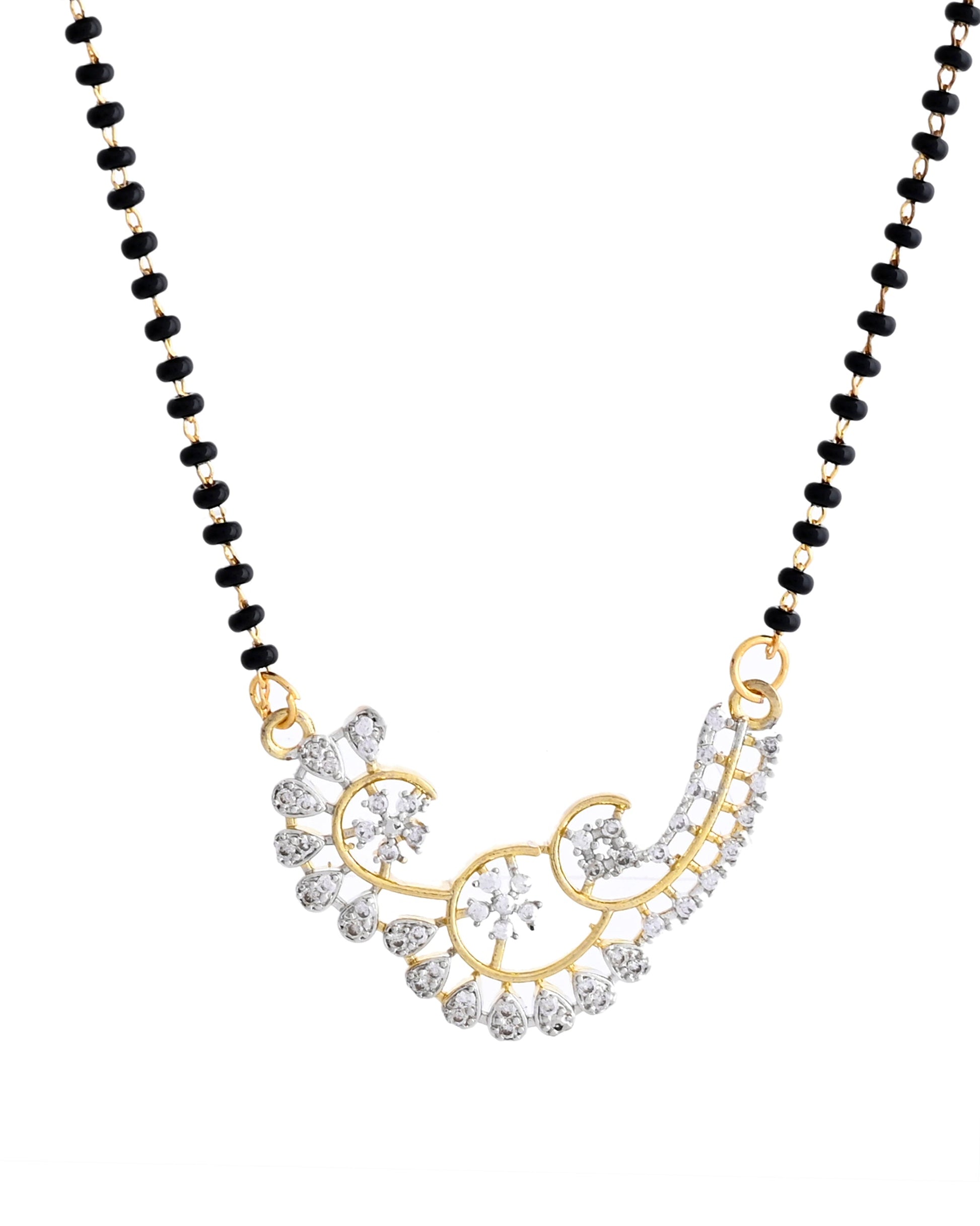 VOJ Gold-Polished Stylish AD Mangalsutra Set 