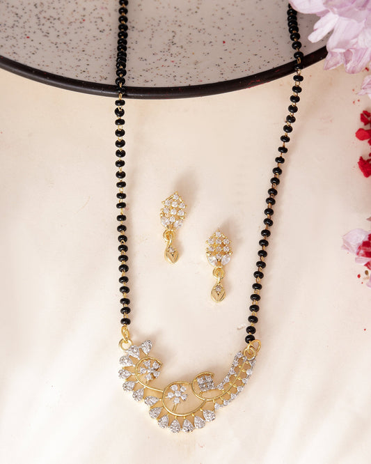 VOJ Gold-Polished Stylish AD Mangalsutra Set 