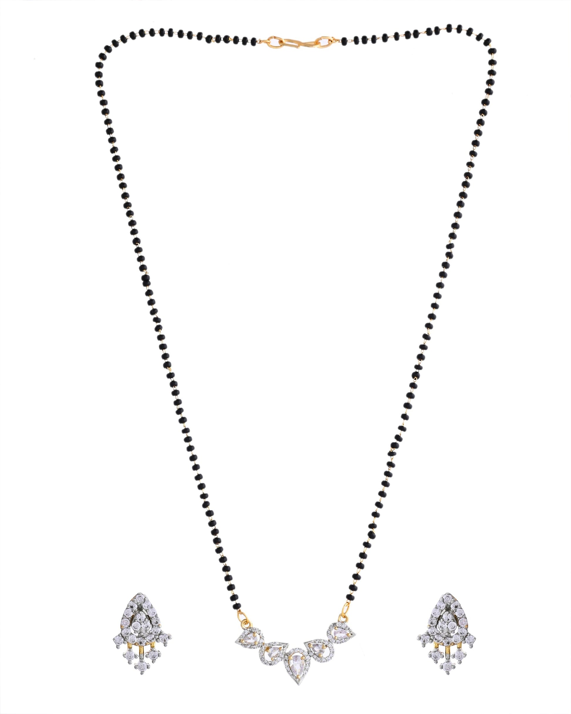 VOJ Gold-Polished Tear Drop Shape AD Mangalsutra Set 