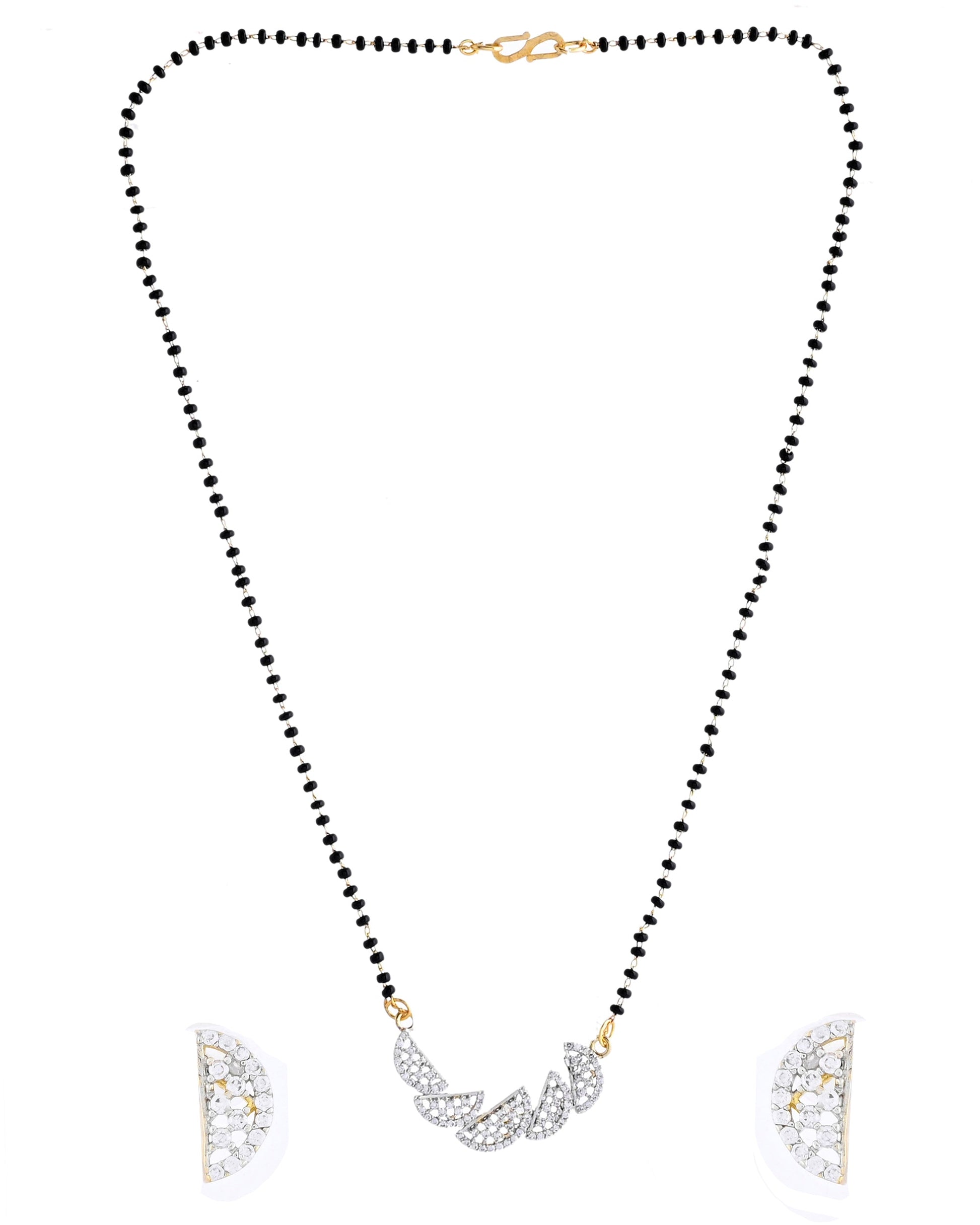 VOJ Gold-Polished Semi Circle Shape AD Mangalsutra Set 