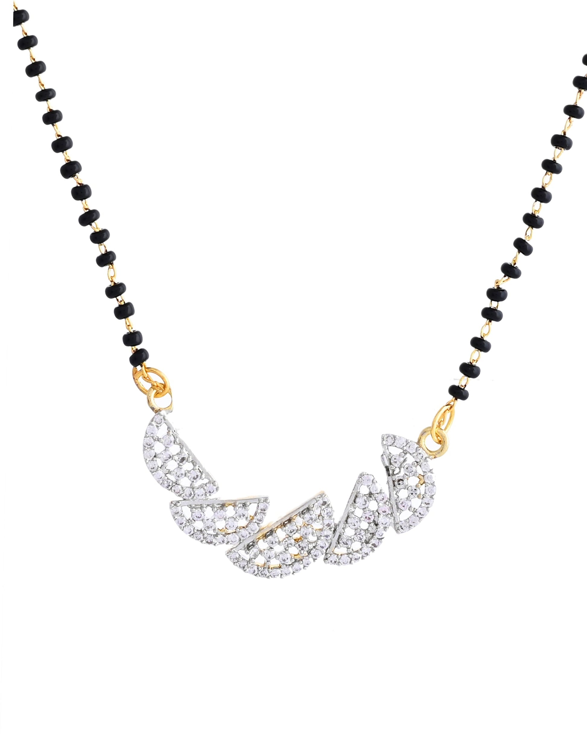 VOJ Gold-Polished Semi Circle Shape AD Mangalsutra Set 