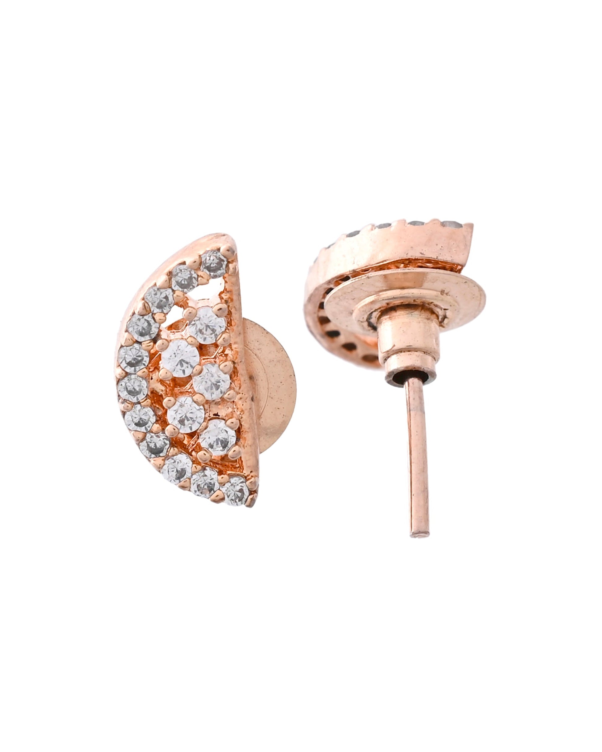 VOJ Rose Gold-Polished Semi Circle Shape AD Mangalsutra Set 