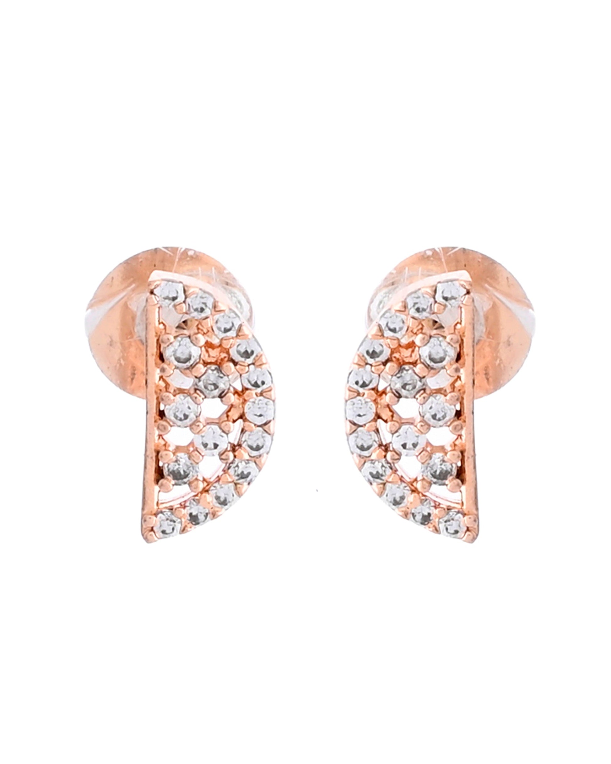 VOJ Rose Gold-Polished Semi Circle Shape AD Mangalsutra Set 