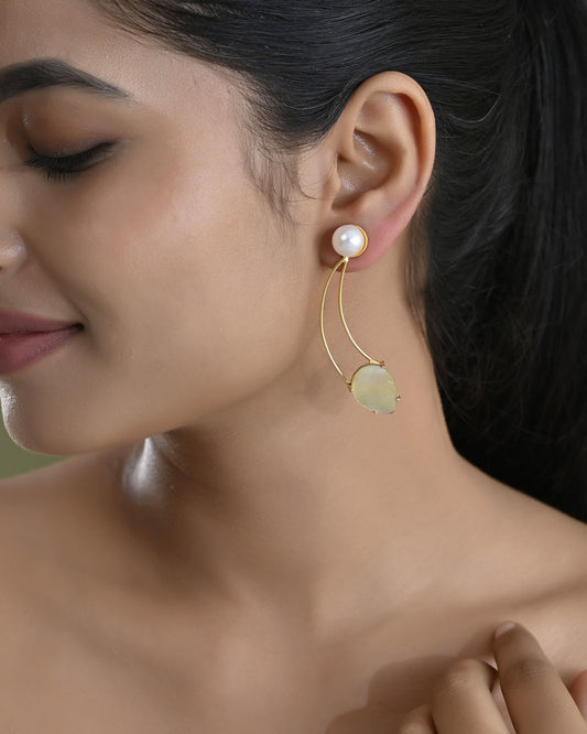 VOJ Gold Toned Pearl And Stone Studded Earrings VOJ (Valley Of Jewellery)