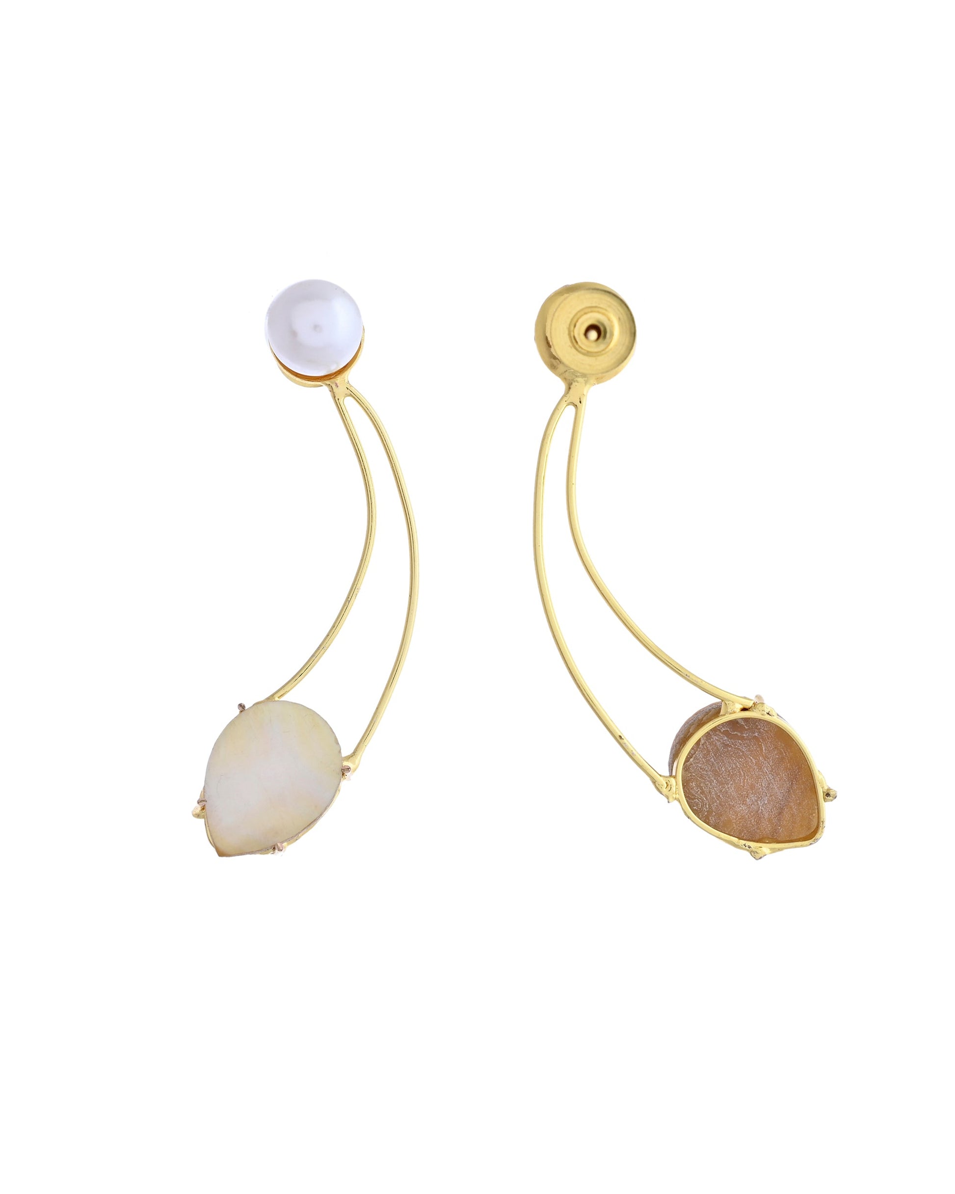 VOJ Gold Toned Pearl And Stone Studded Earrings VOJ (Valley Of Jewellery)