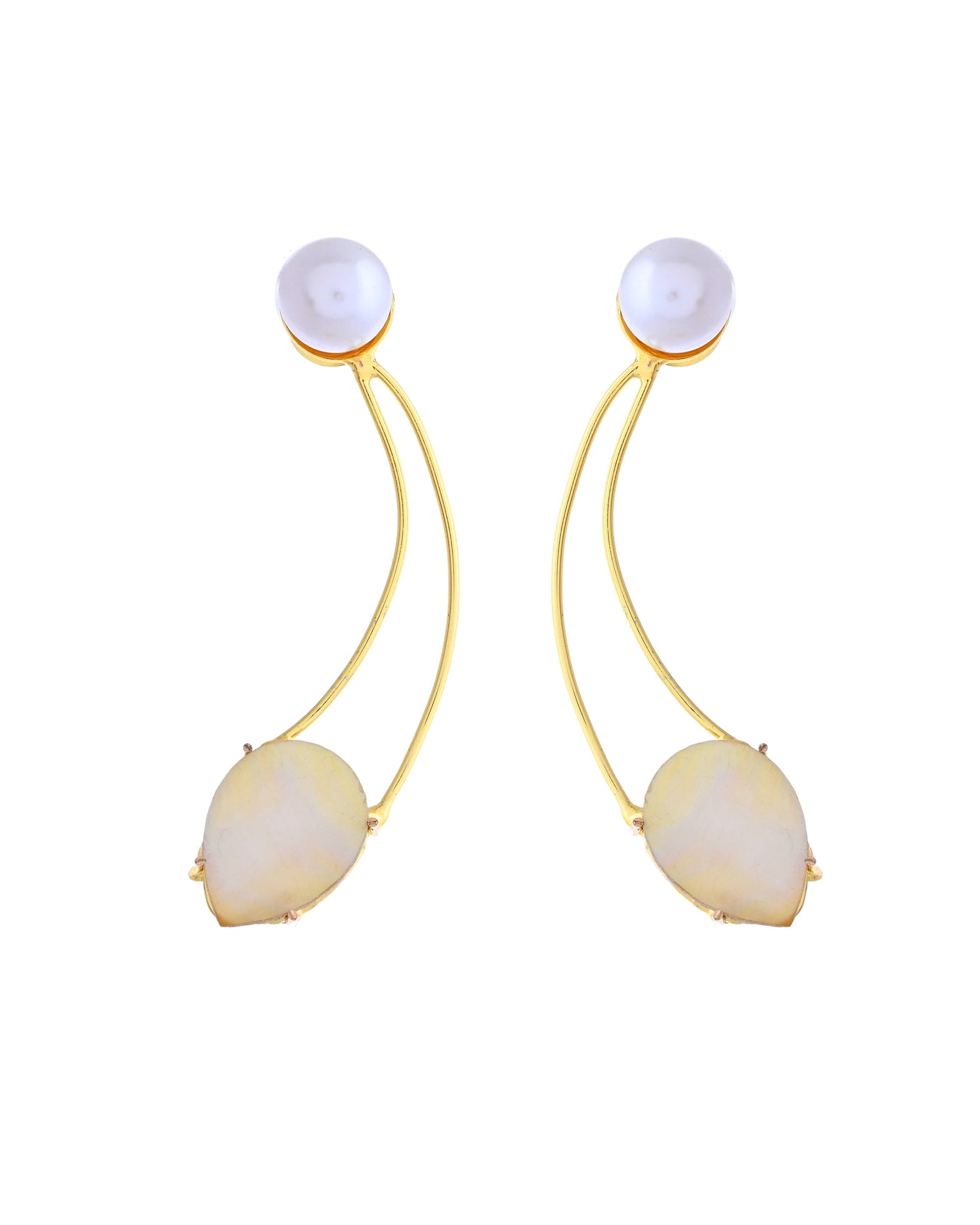 VOJ Gold Toned Pearl And Stone Studded Earrings VOJ (Valley Of Jewellery)