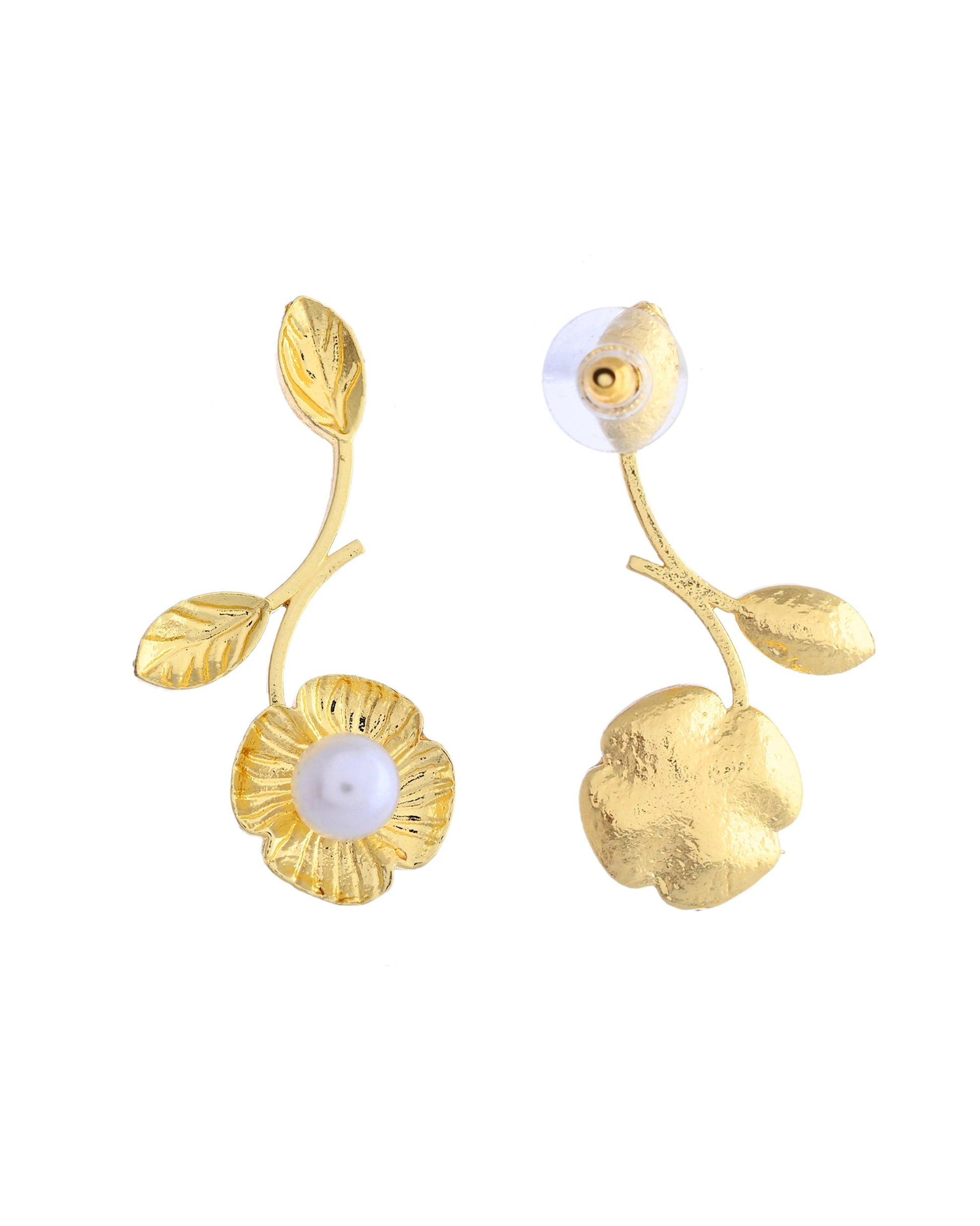 VOJ Gold Toned Floral Shaped Elegent Earrings VOJ (Valley Of Jewellery)