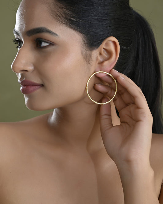 VOJ Gold Toned Circular Studs Earrings VOJ (Valley Of Jewellery)