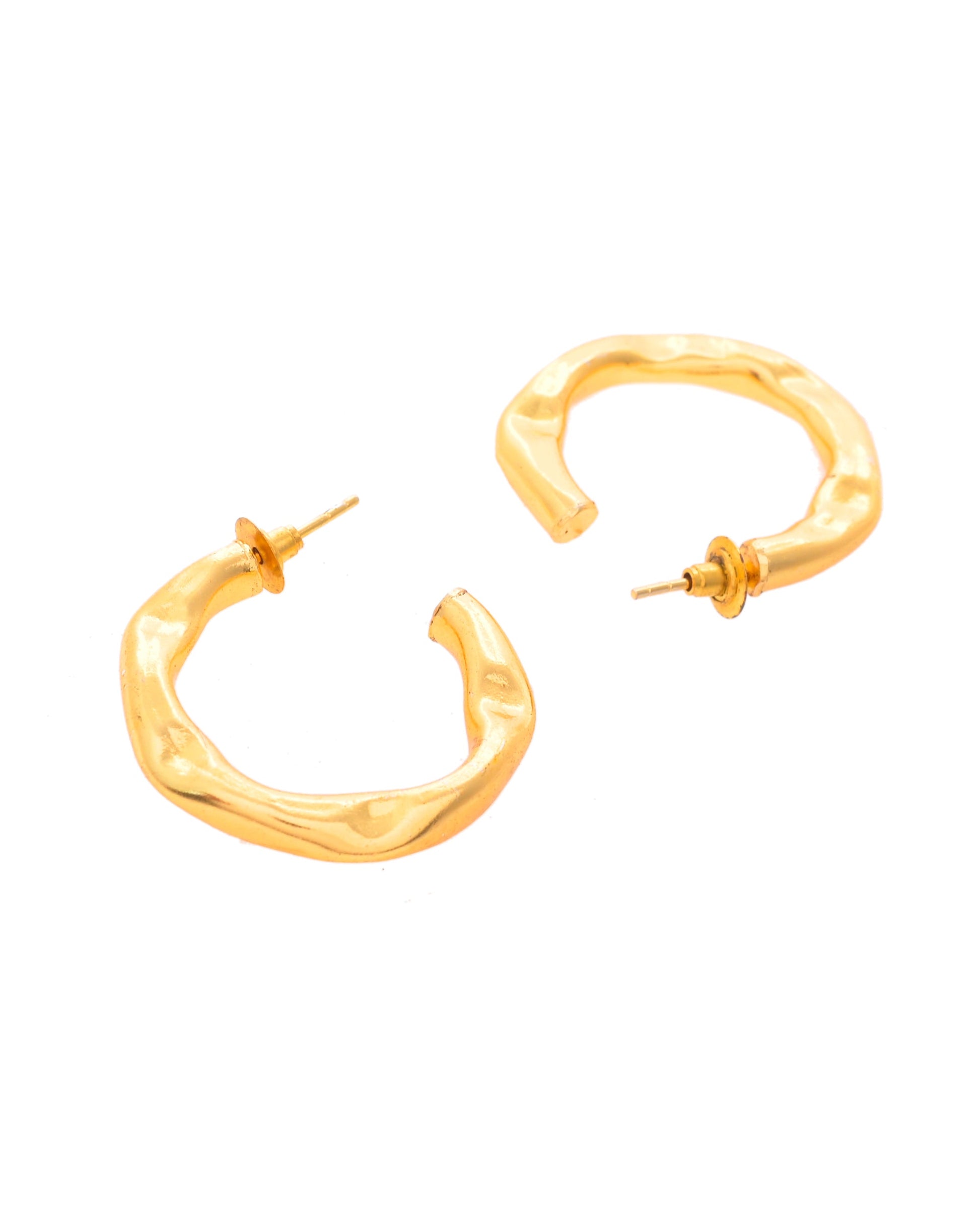 VOJ Gold-Polished Classic Half Hoop Earrings VOJ (Valley Of Jewellery)