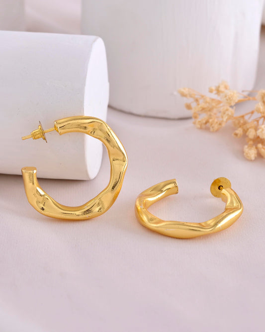 VOJ Gold-Polished Classic Half Hoop Earrings - Swadesiicart