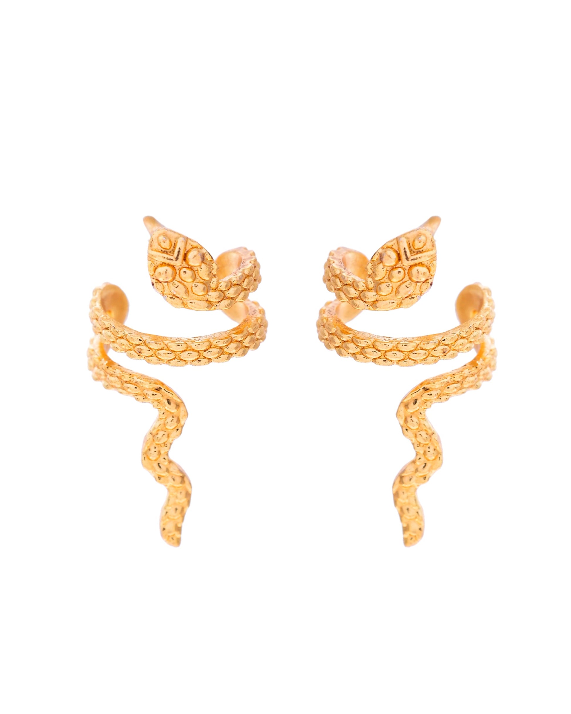 VOJ Gold-Polished Anti Tarnish Snake Earrings VOJ (Valley Of Jewellery)