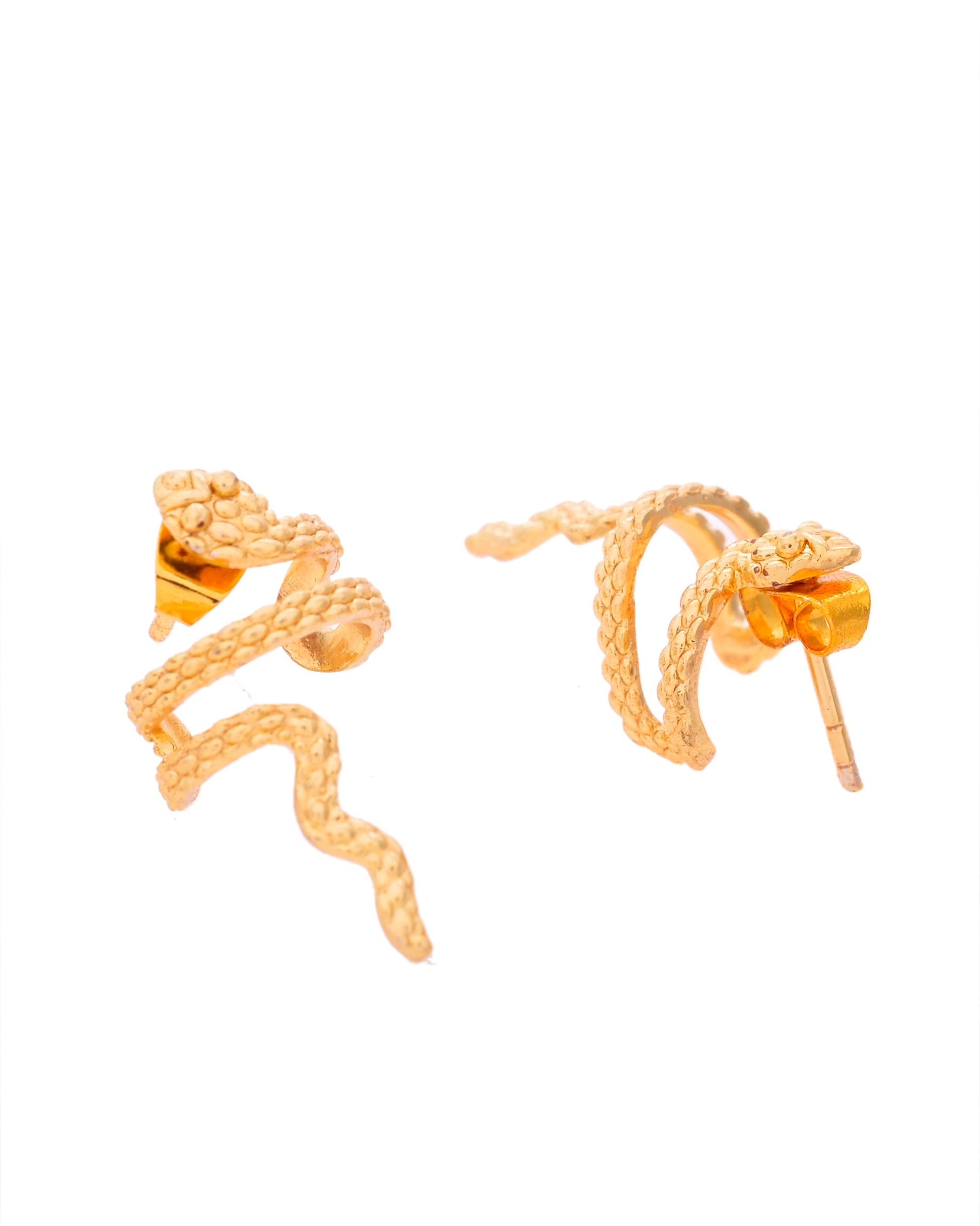 VOJ Gold-Polished Anti Tarnish Snake Earrings VOJ (Valley Of Jewellery)