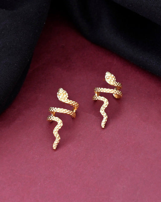VOJ Gold-Polished Anti Tarnish Snake Earrings VOJ (Valley Of Jewellery)