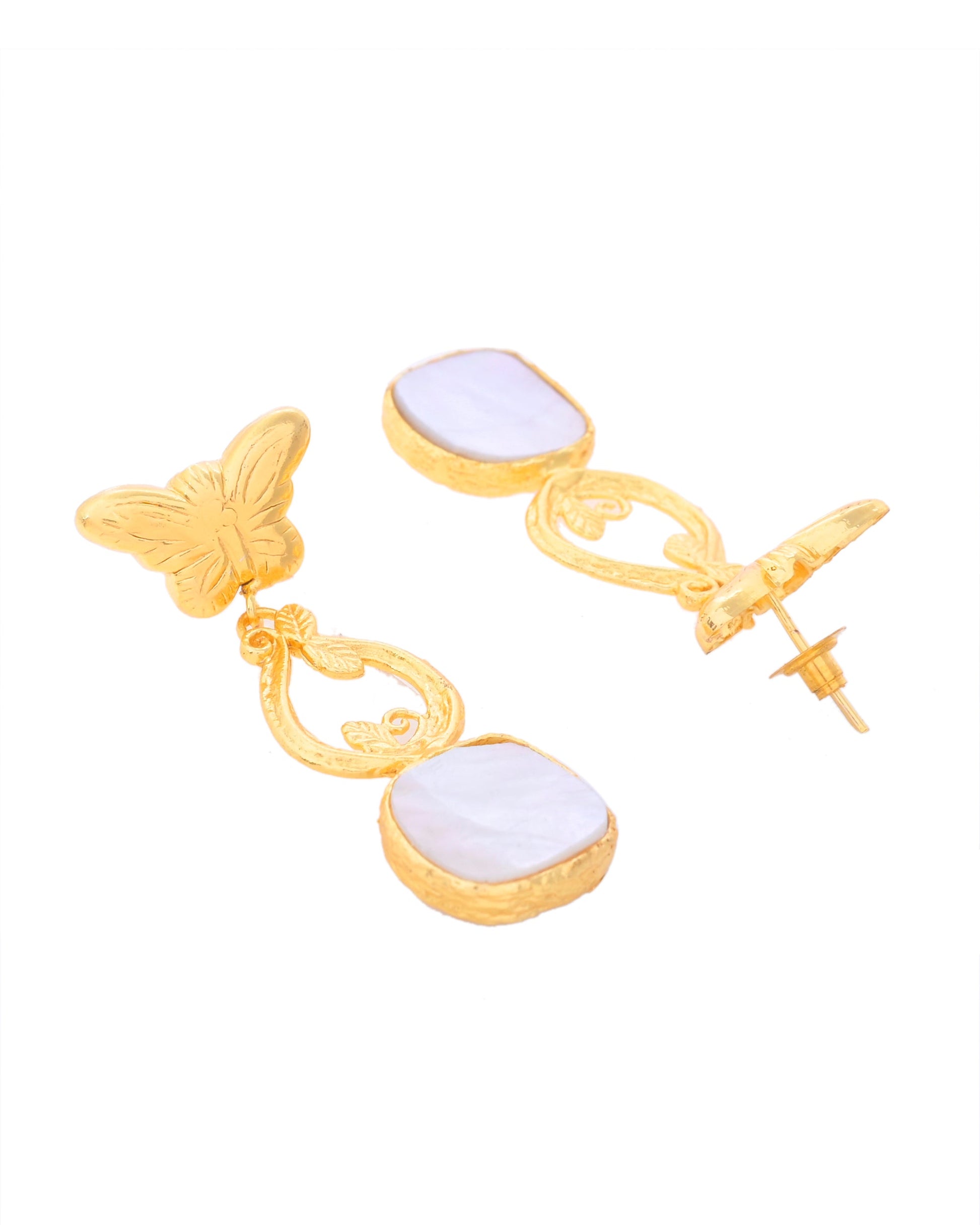 VOJ Gold-Polished Stone Studded Designer Anti Tarnish Earrings VOJ (Valley Of Jewellery)
