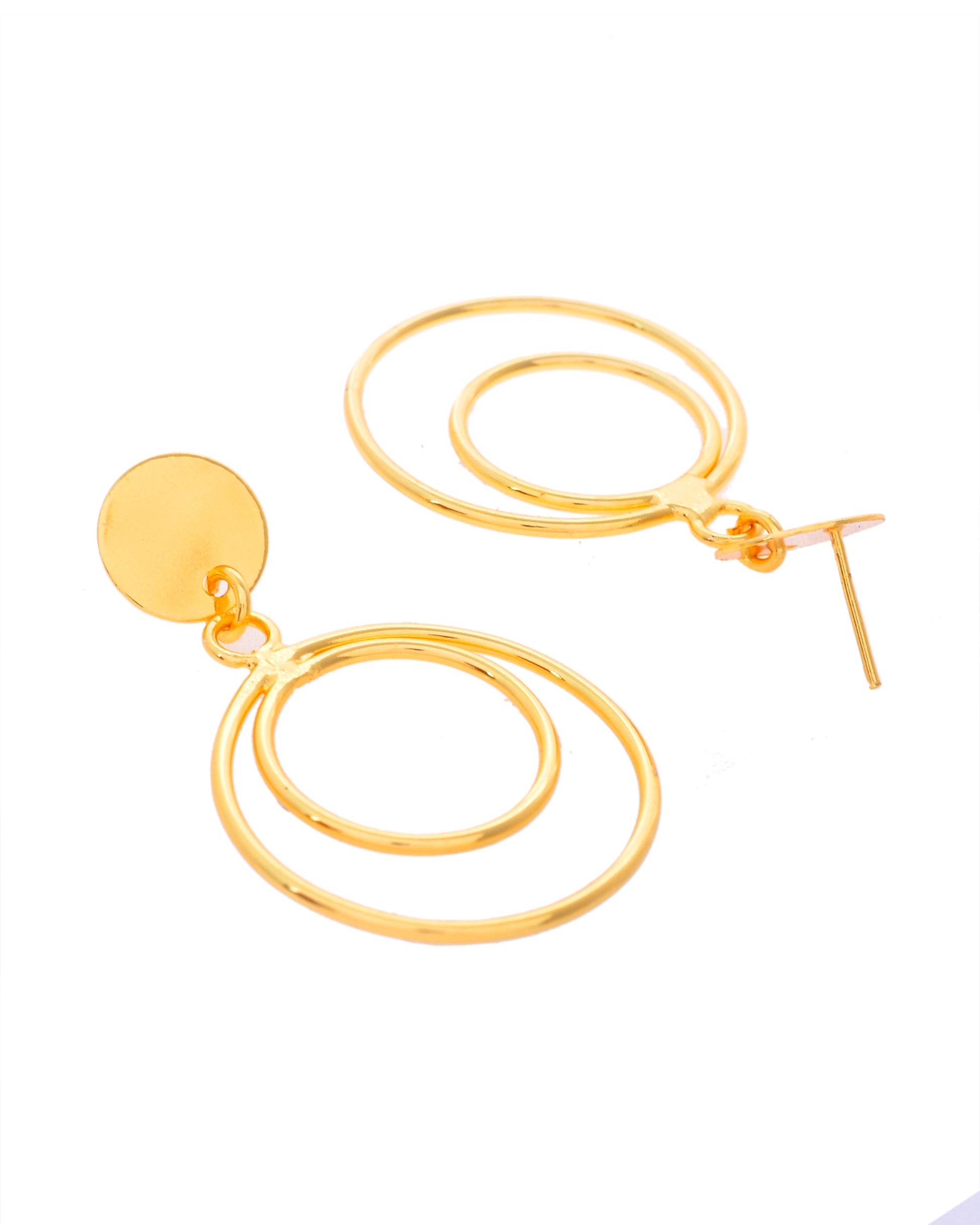 VOJ Gold-Polished Anti Tarnish Circle Stud Earrings VOJ (Valley Of Jewellery)