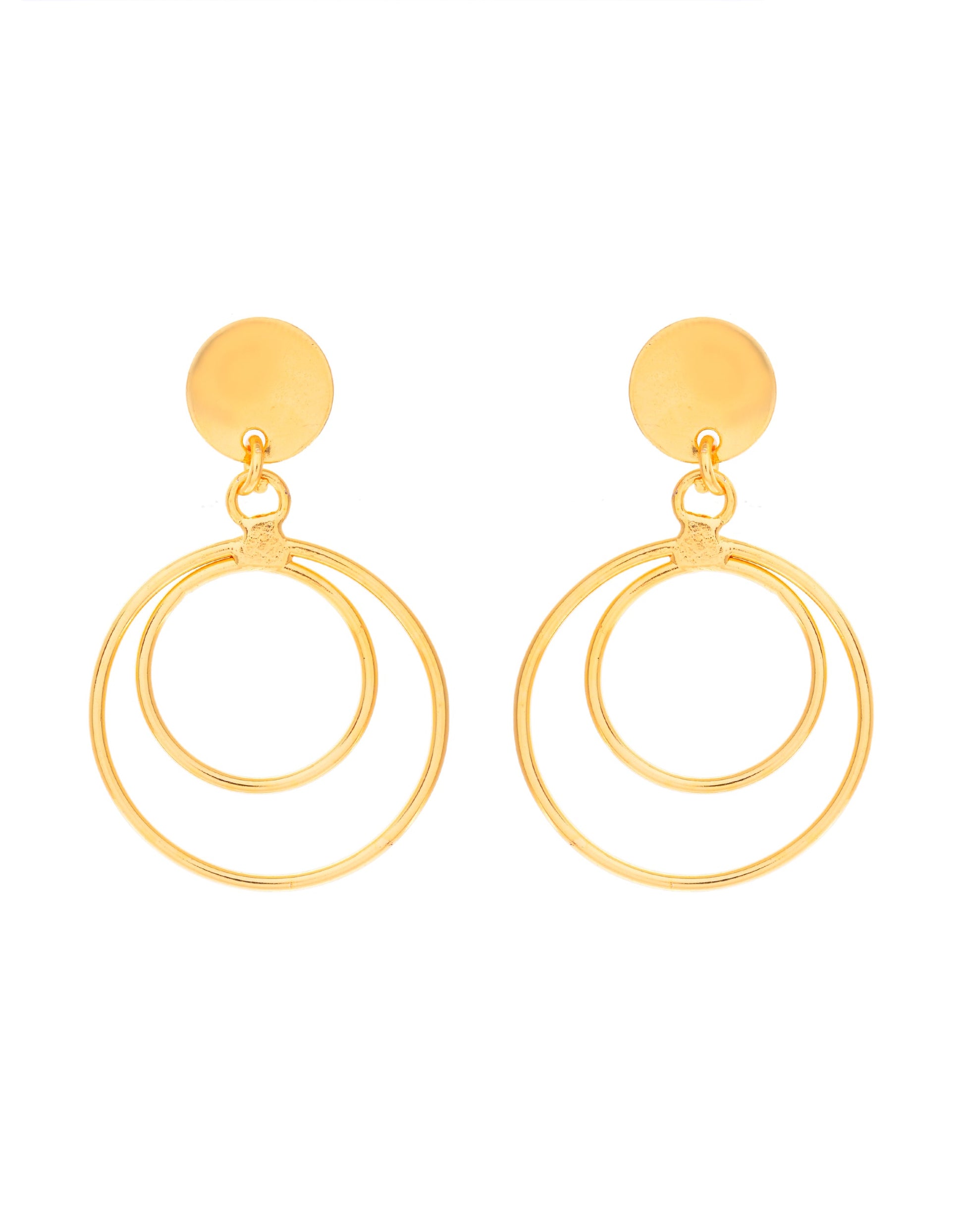 VOJ Gold-Polished Anti Tarnish Circle Stud Earrings VOJ (Valley Of Jewellery)