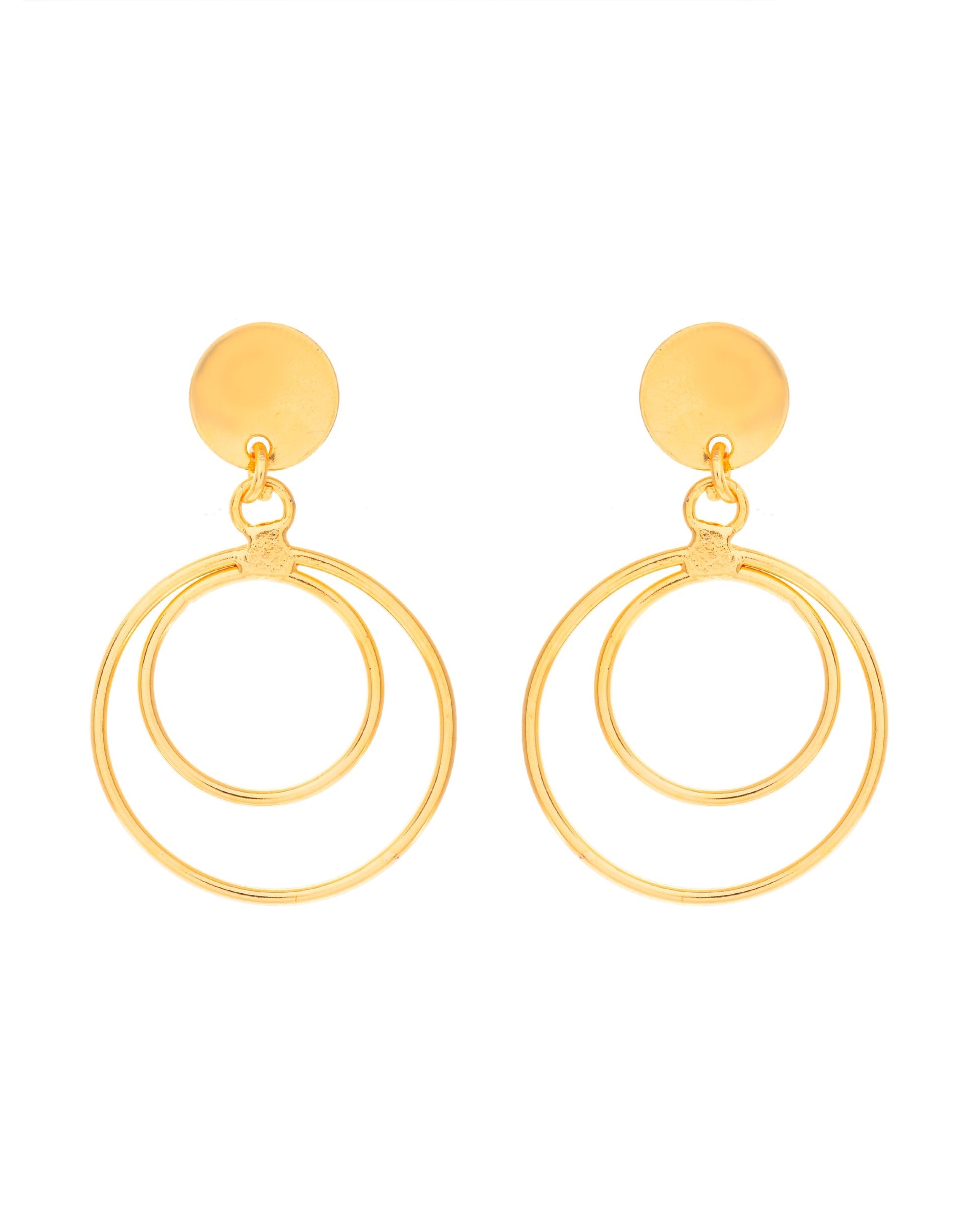 VOJ Gold-Polished Anti Tarnish Circle Stud Earrings - Swadesiicart