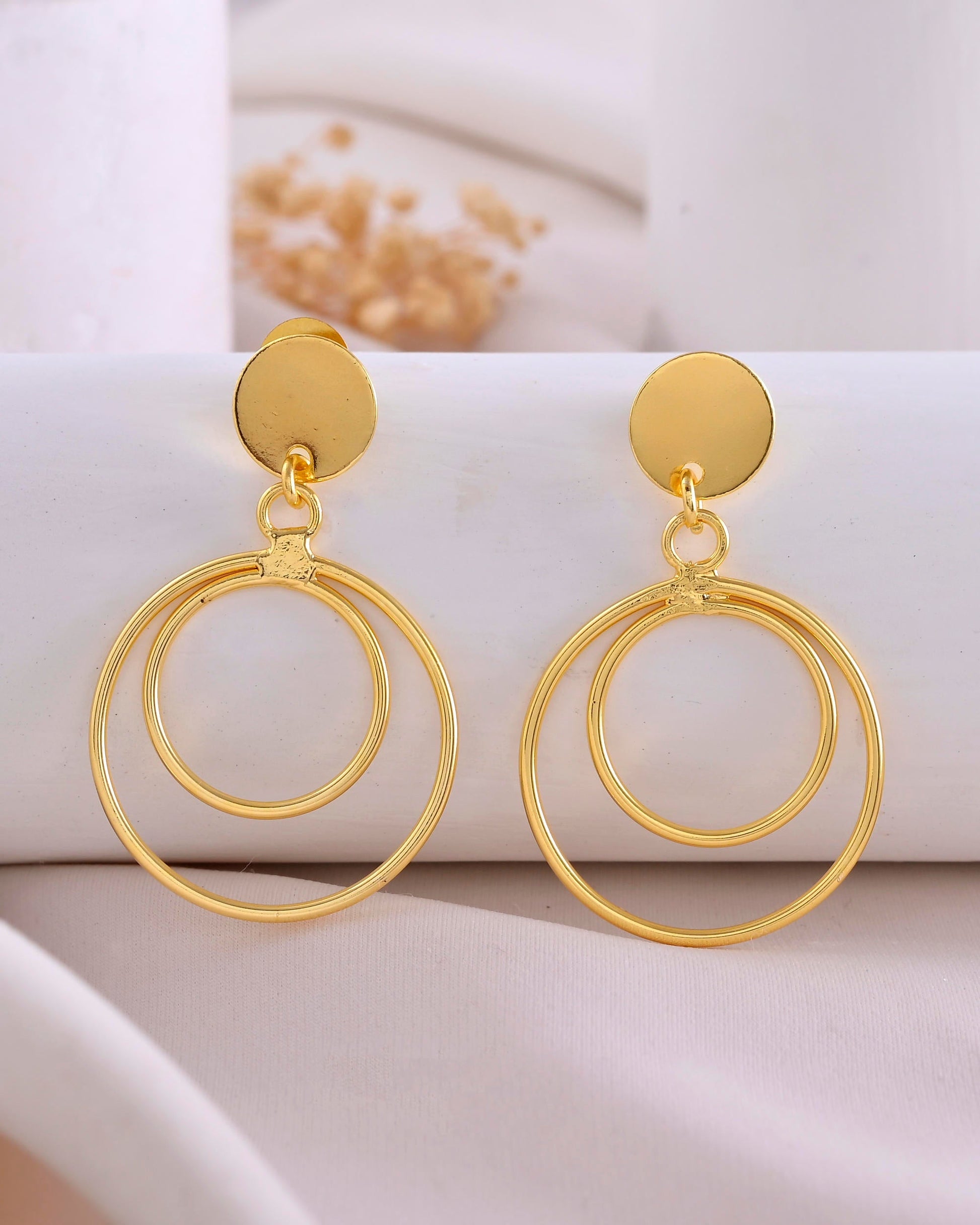 VOJ Gold-Polished Anti Tarnish Circle Stud Earrings VOJ (Valley Of Jewellery)