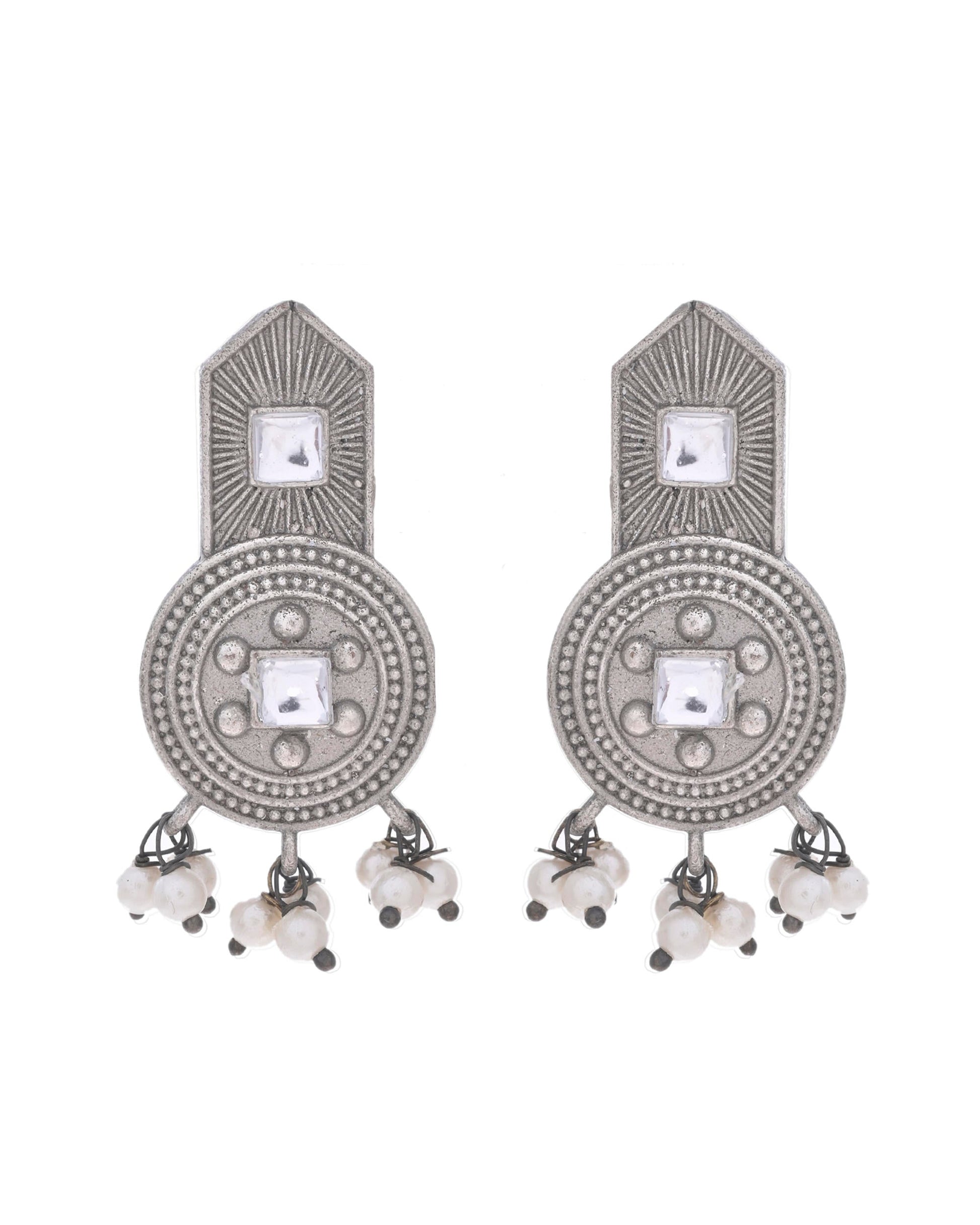 VOJ Silver Plated Beats Studded Classic Stud Earrings VOJ (Valley Of Jewellery)