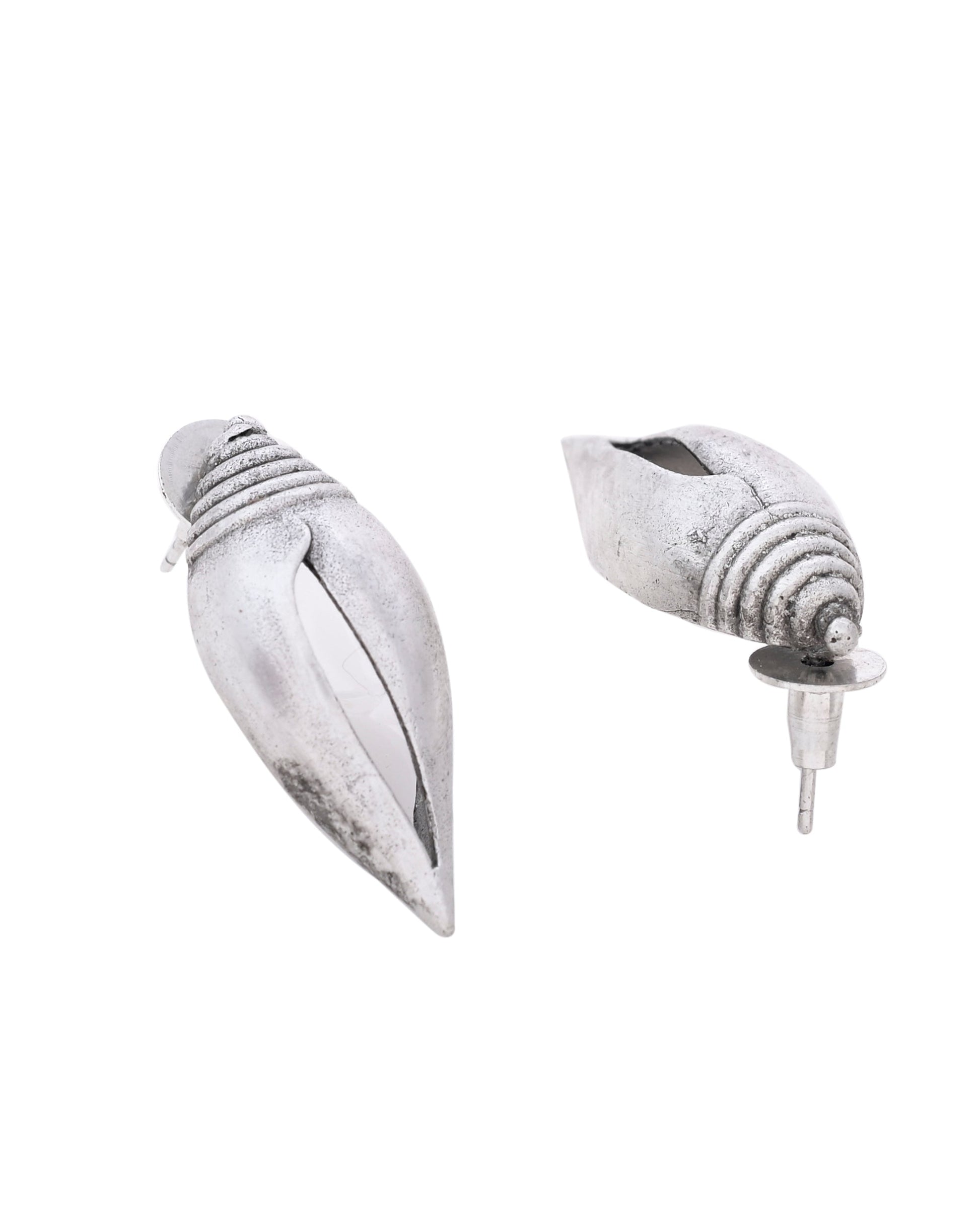 VOJ Silver Plted Classic Shankh Shape Earrings VOJ (Valley Of Jewellery)