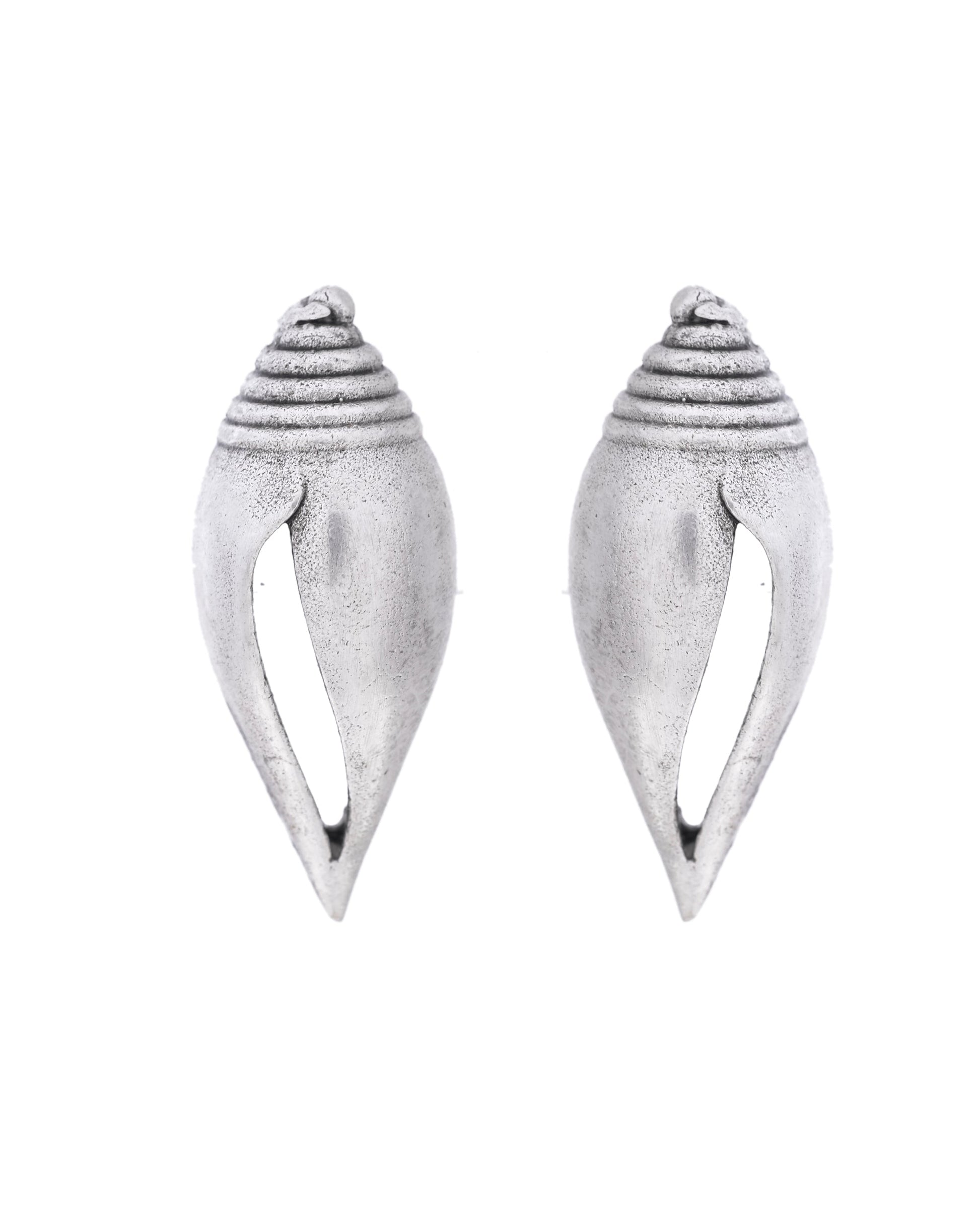 VOJ Silver Plted Classic Shankh Shape Earrings VOJ (Valley Of Jewellery)