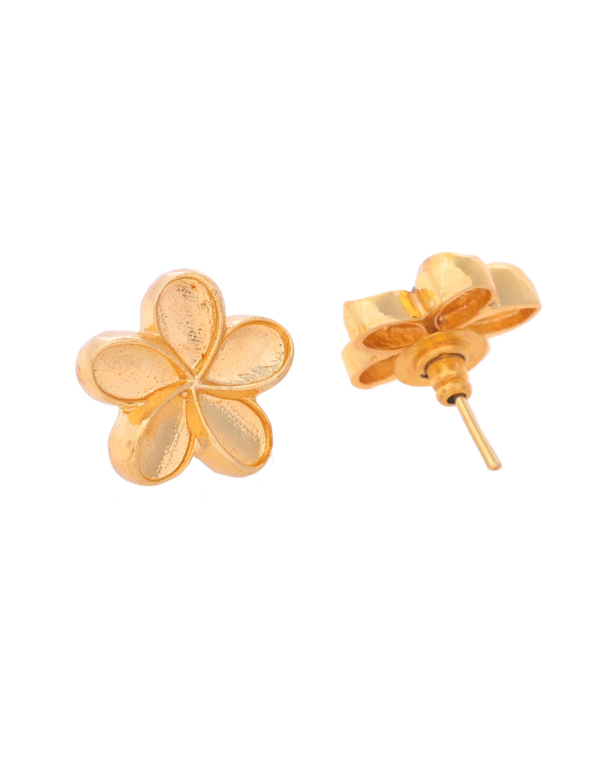 VOJ Gold-Polished Flower Shape Anti Tarnish Studs Earrings VOJ (Valley Of Jewellery)