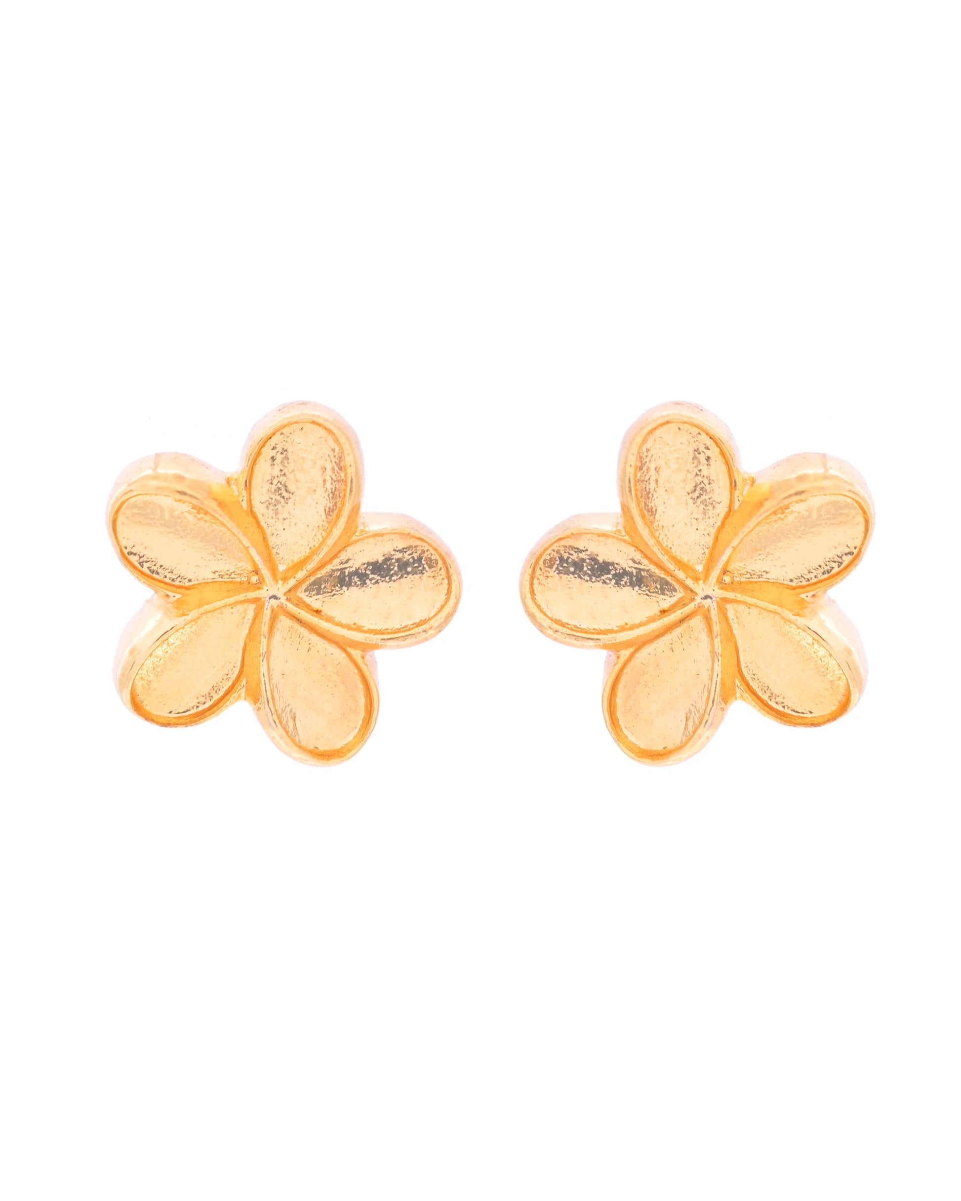 VOJ Gold-Polished Flower Shape Anti Tarnish Studs Earrings VOJ (Valley Of Jewellery)
