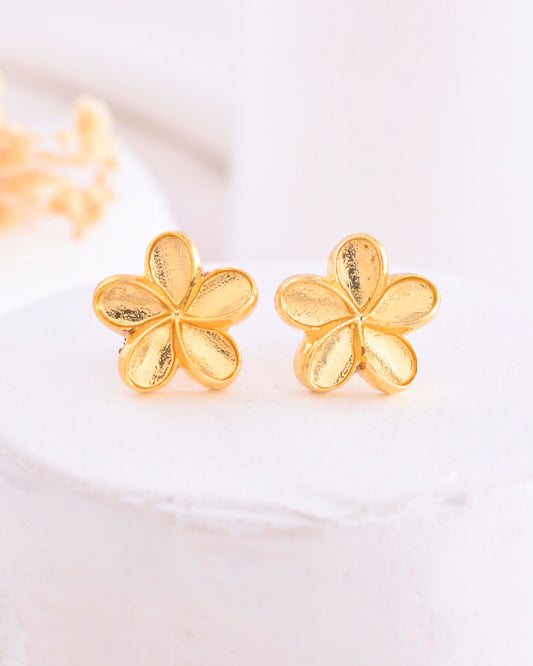 VOJ Gold-Polished Flower Shape Anti Tarnish Studs Earrings VOJ (Valley Of Jewellery)