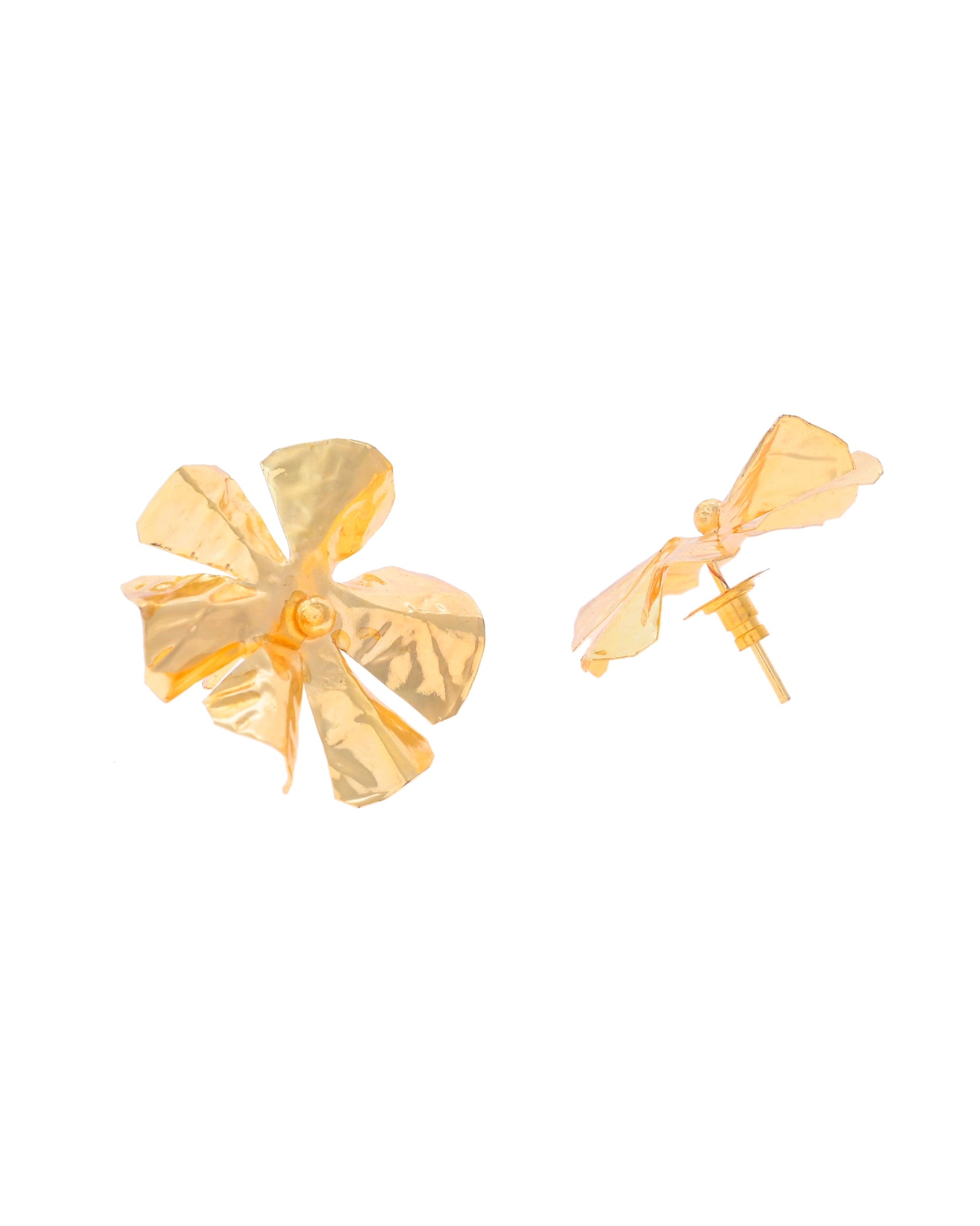 VOJ Gold-Toned Floral Studs Earrings VOJ (Valley Of Jewellery)