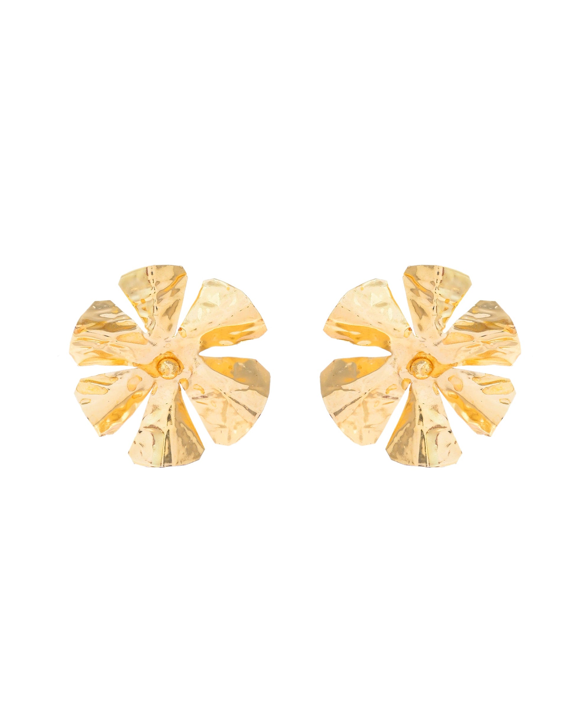 VOJ Gold-Toned Floral Studs Earrings VOJ (Valley Of Jewellery)