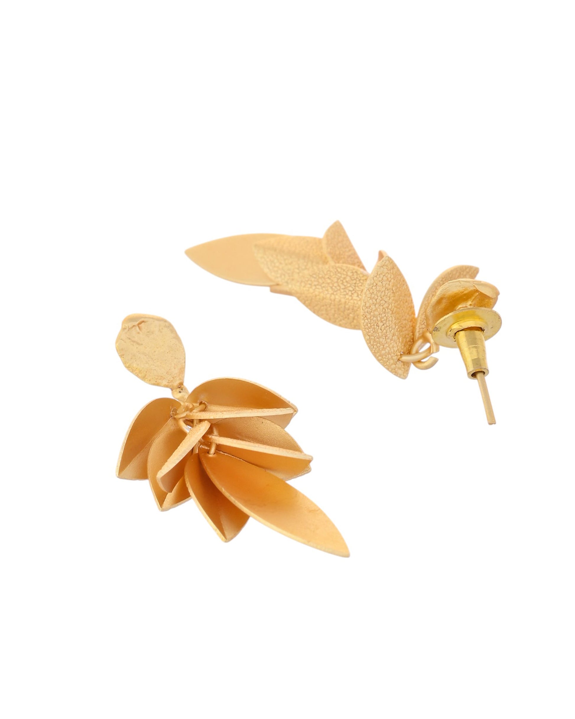 VOJ Gold-Toned Anti Tarnish Leafs Drop Earrings VOJ (Valley Of Jewellery)