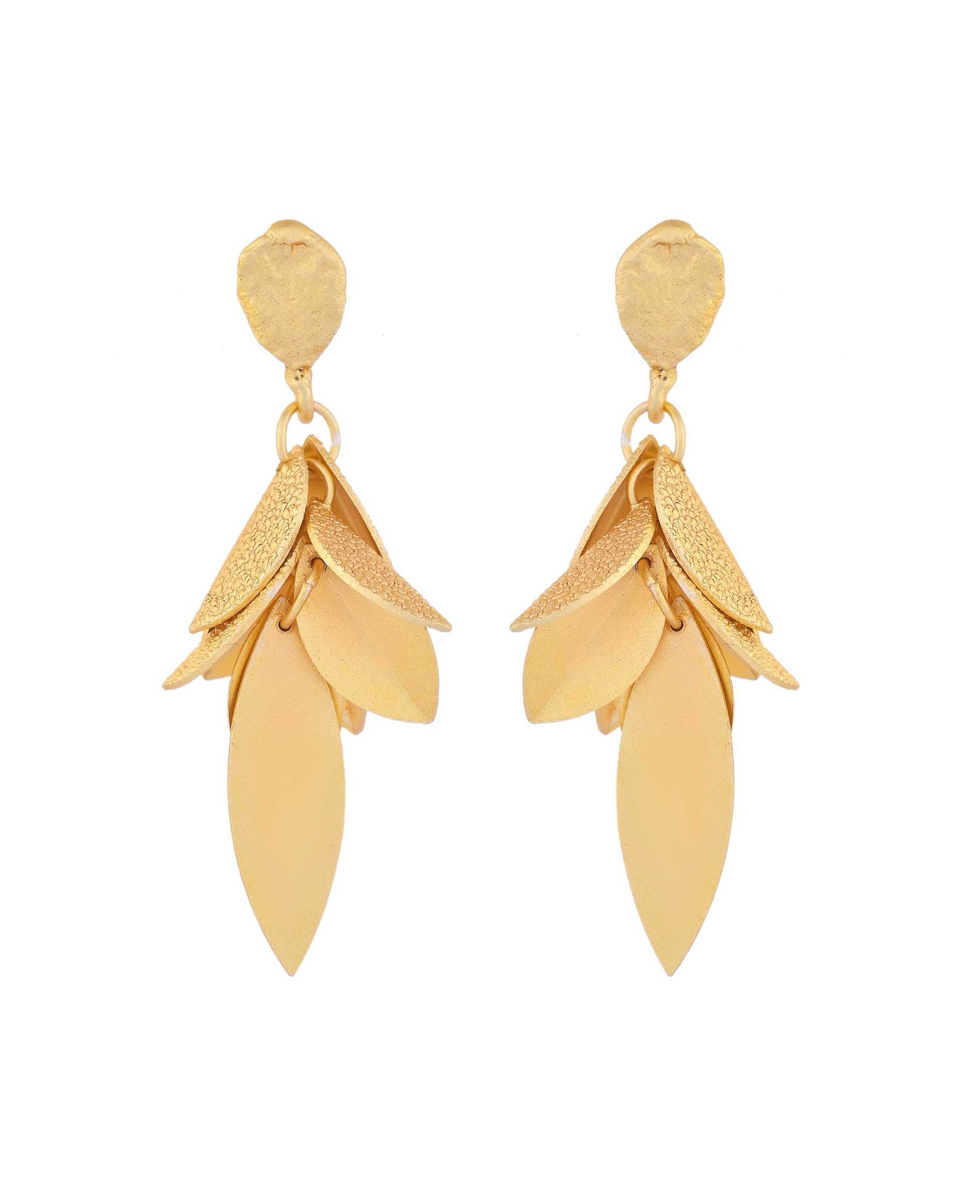 VOJ Gold-Toned Anti Tarnish Leafs Drop Earrings VOJ (Valley Of Jewellery)