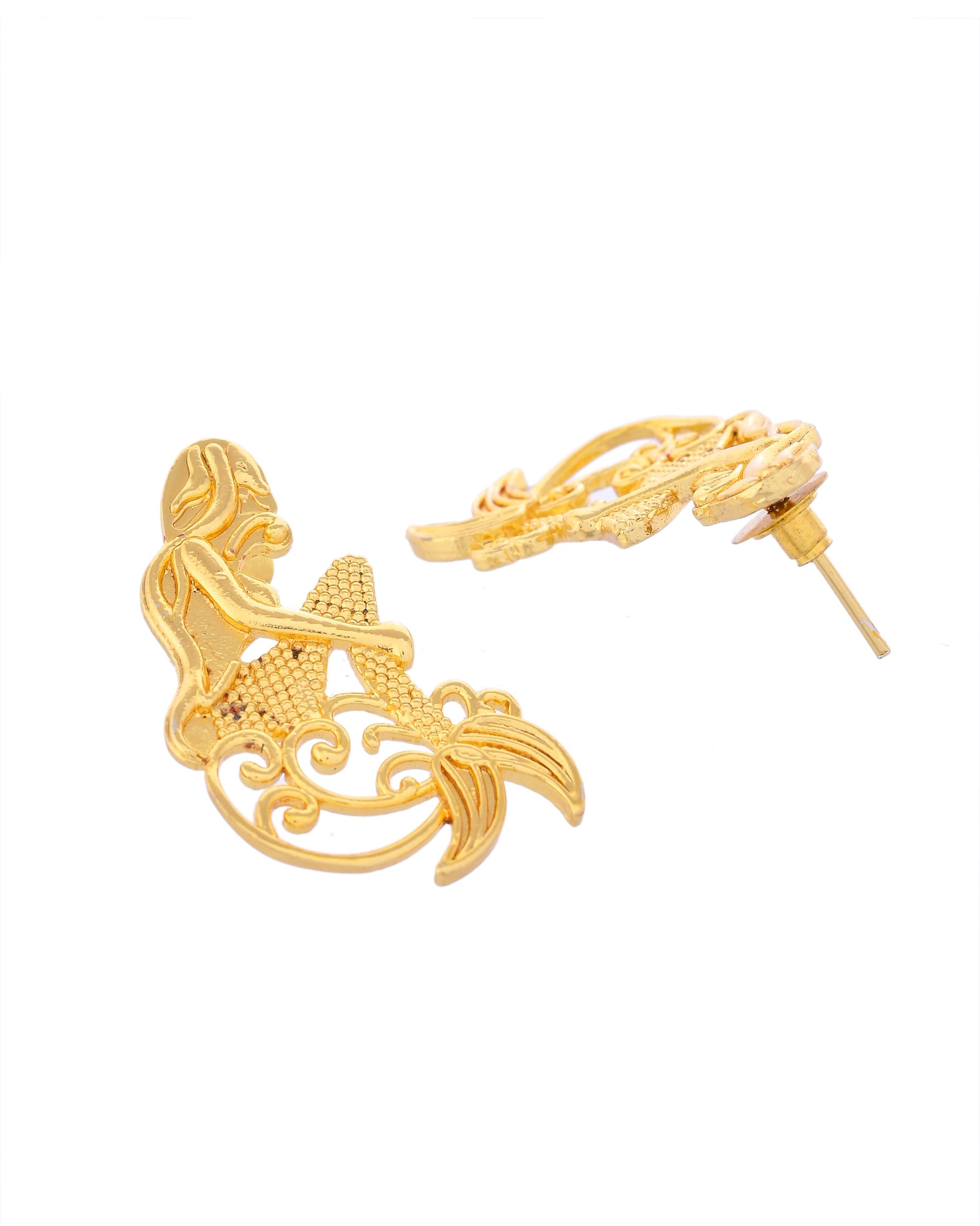 VOJ Gold-Toned Marmaid Shape Anti Tarnish Earrings VOJ (Valley Of Jewellery)