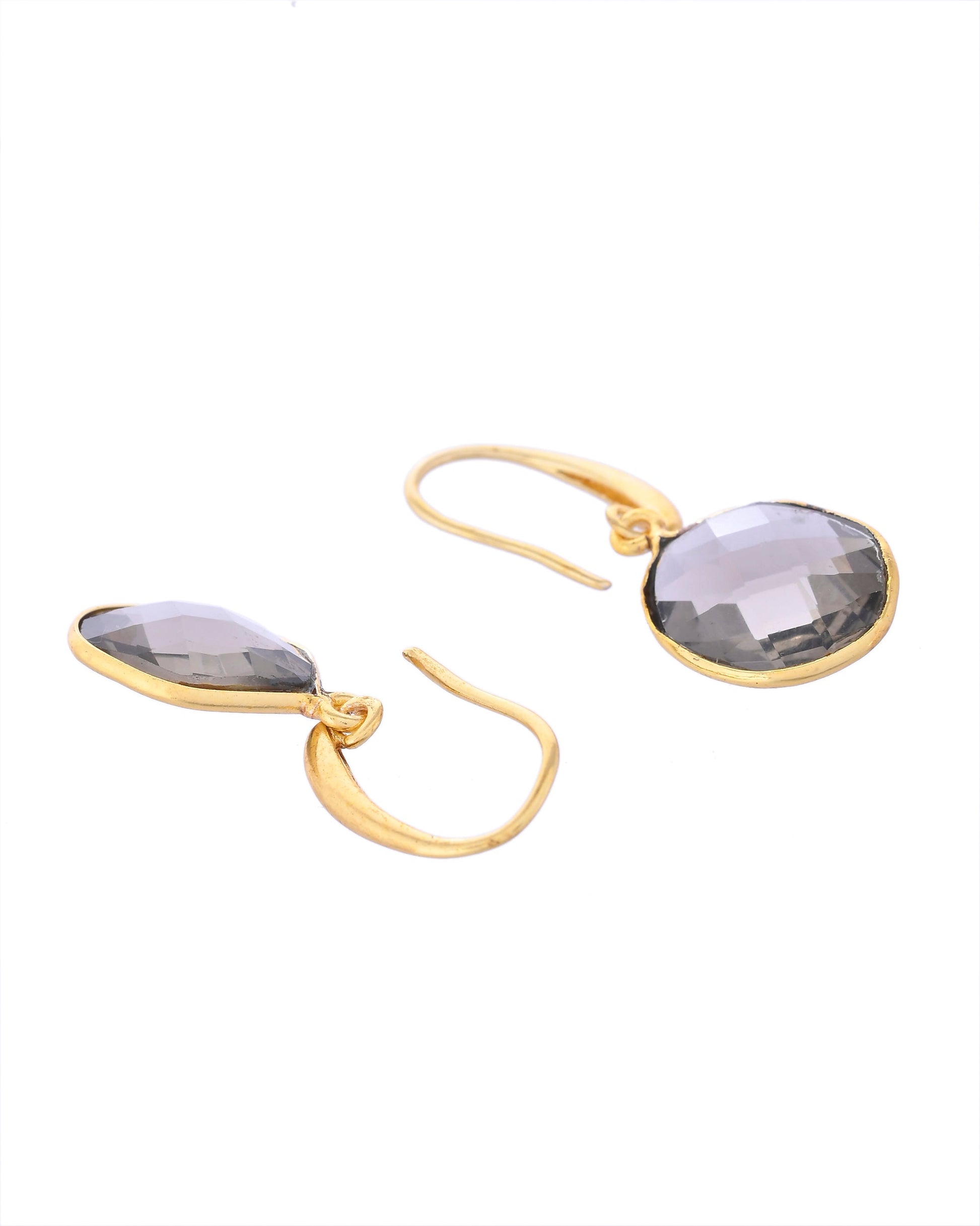 VOJ Gold-Polished Classic Stone Studded Drop Earrings VOJ (Valley Of Jewellery)