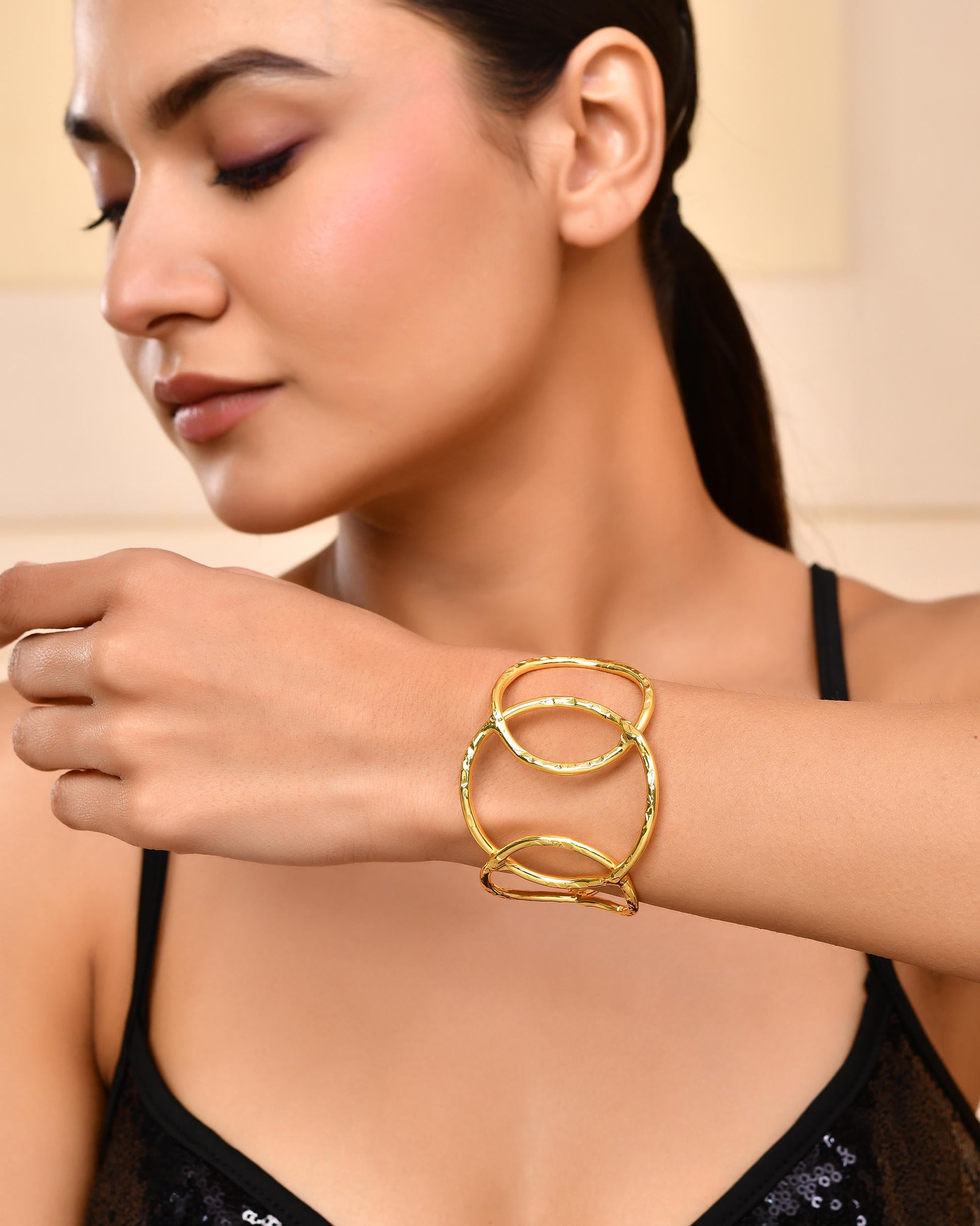 VOJ Gold-Polished Classic Anti Tarnish Kada Bracelet VOJ (Valley Of Jewellery)