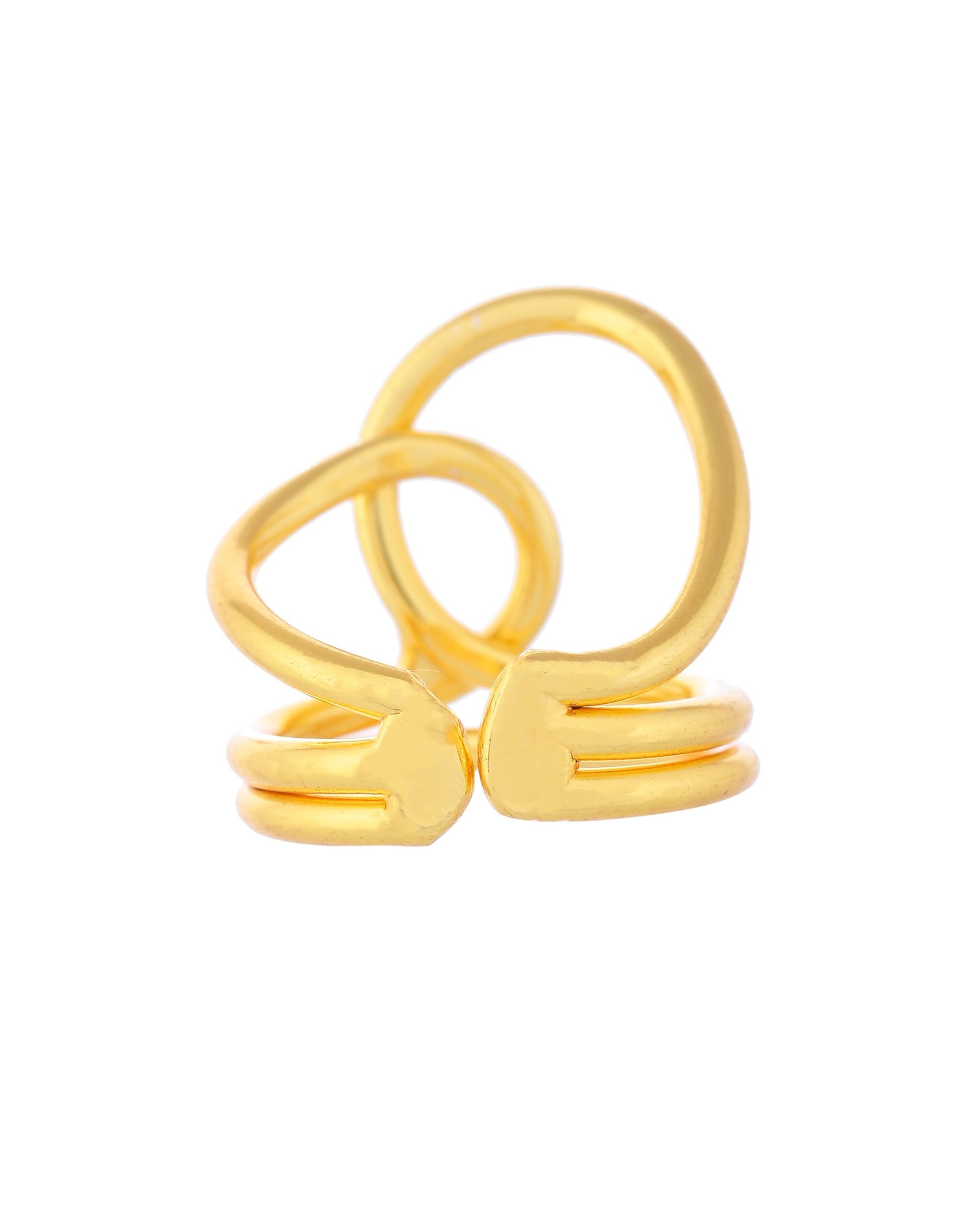 VOJ Gold-Polished Designer Anti Tarnish Finger Ring 