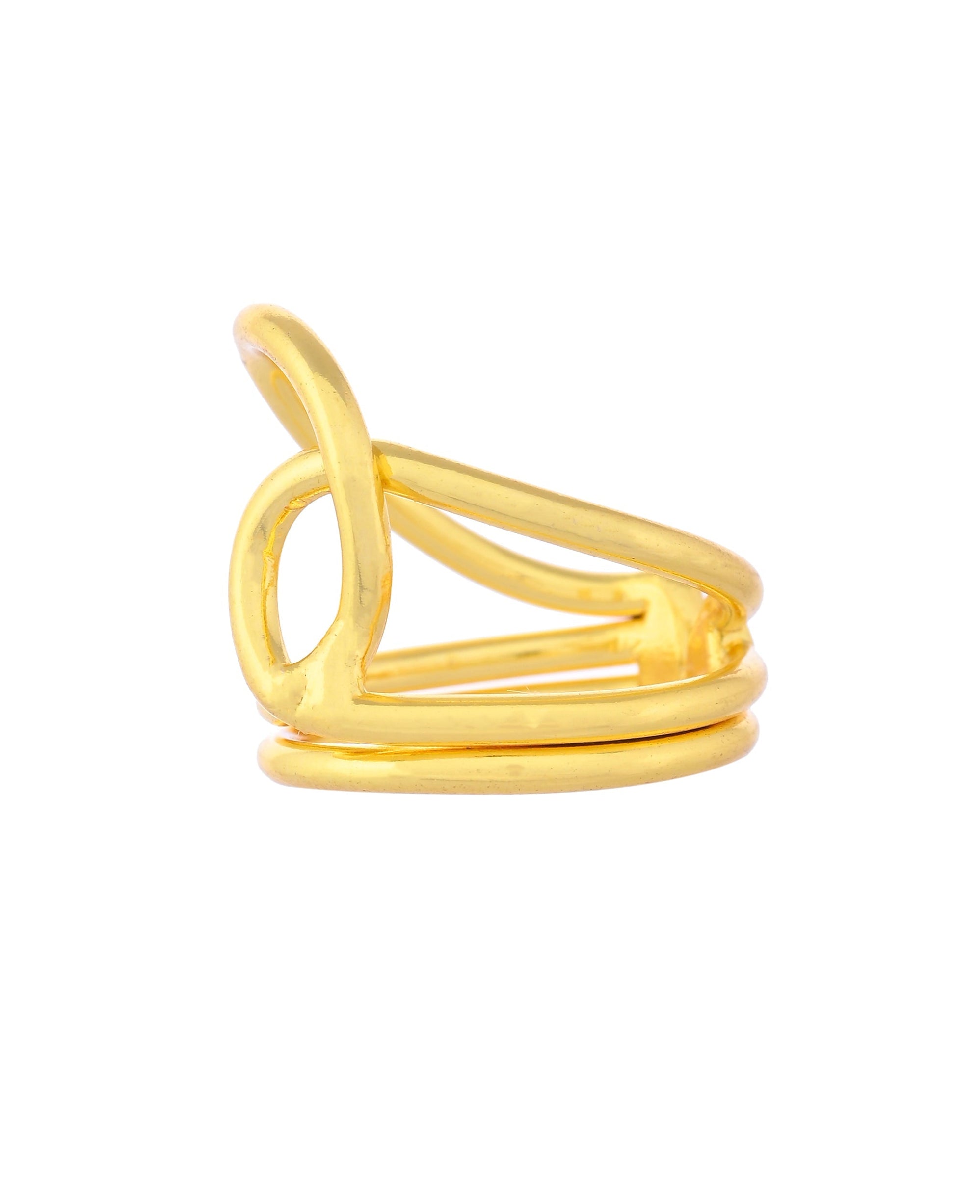 VOJ Gold-Polished Designer Anti Tarnish Finger Ring 