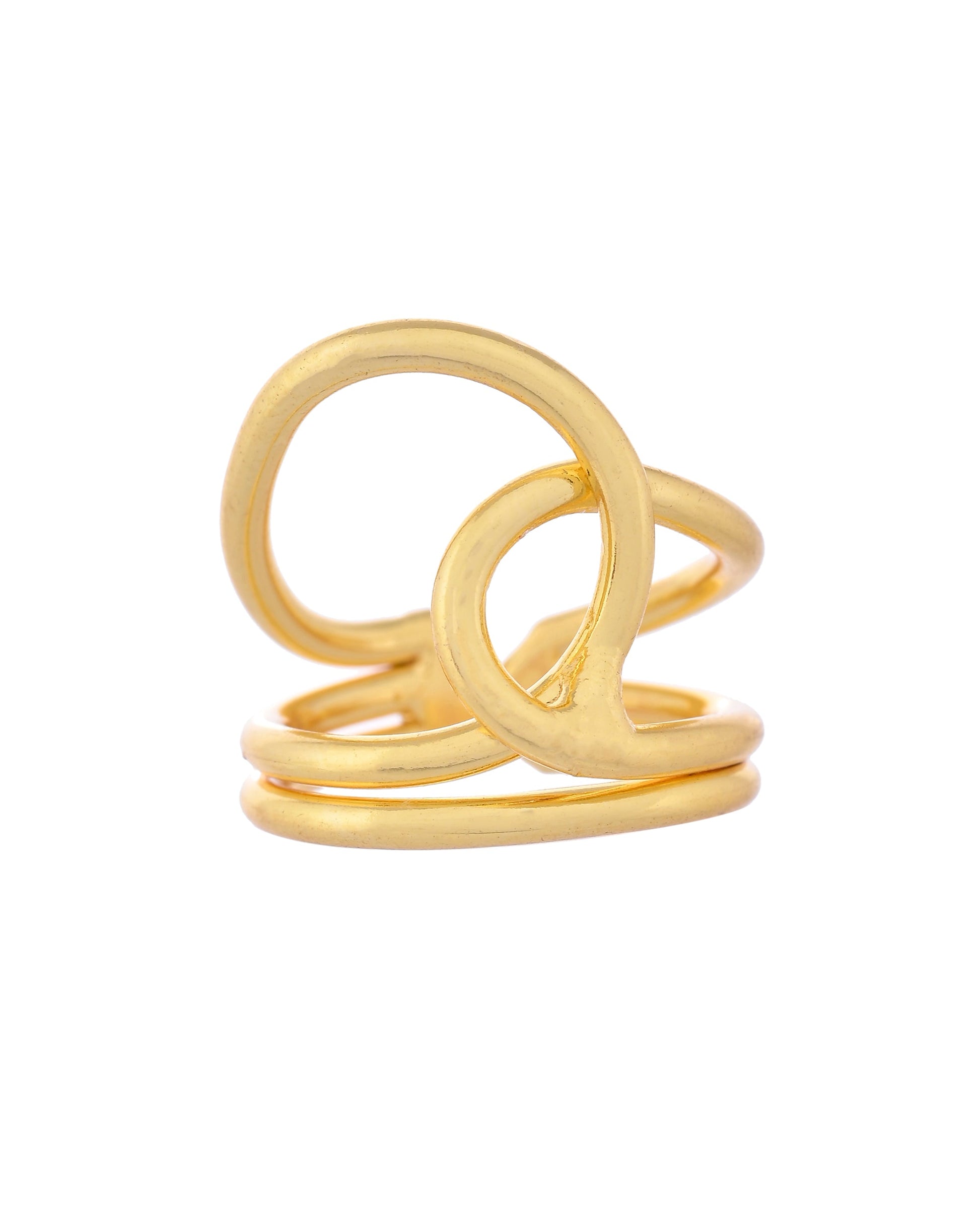 VOJ Gold-Polished Designer Anti Tarnish Finger Ring 