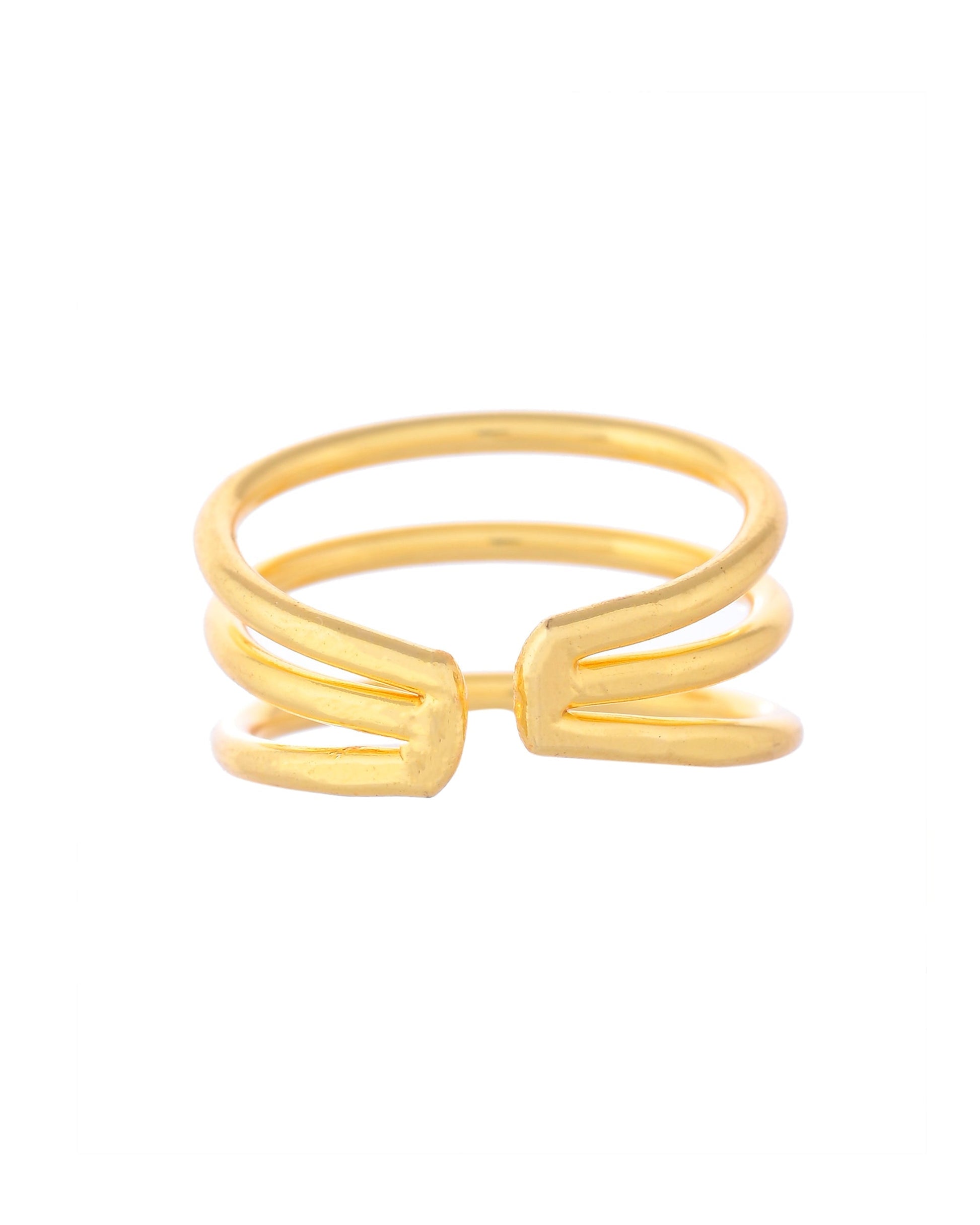 VOJ Gold-Polished Antitarnish Muti Layer Finger Ring 